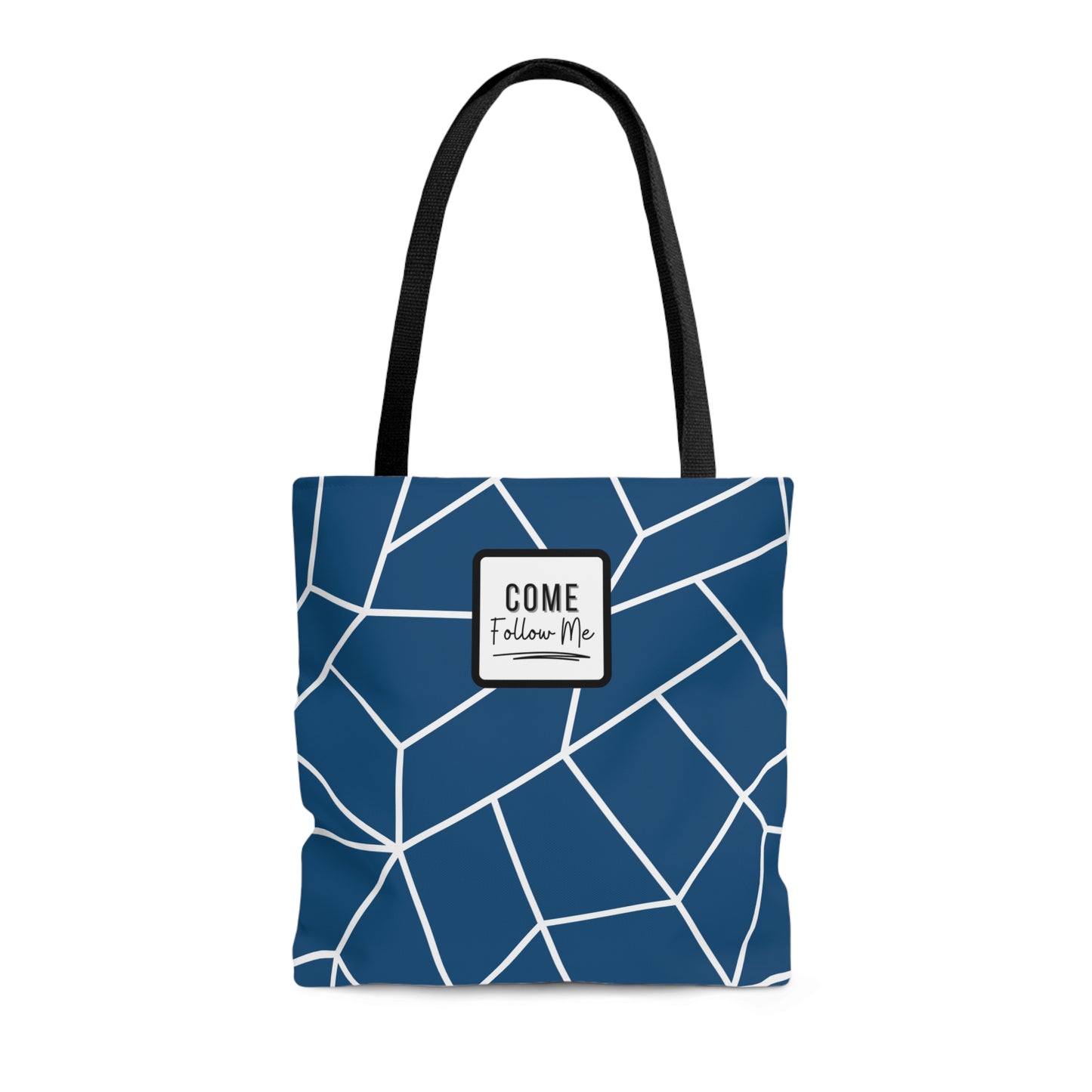 LDS Scripture Christian Church Tote Bag Blue Geometric