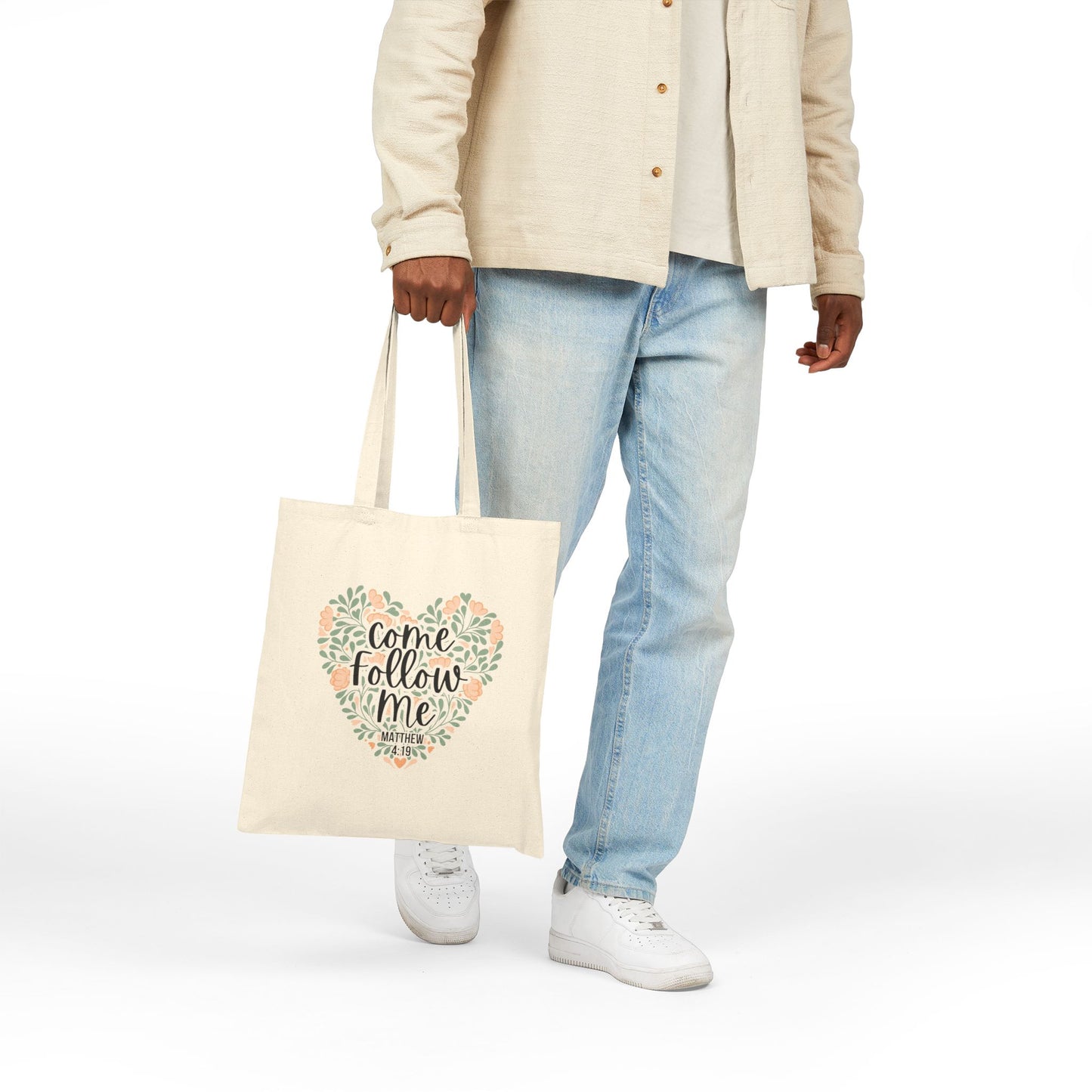 Church Scripture Tote Bag Come Follow Me