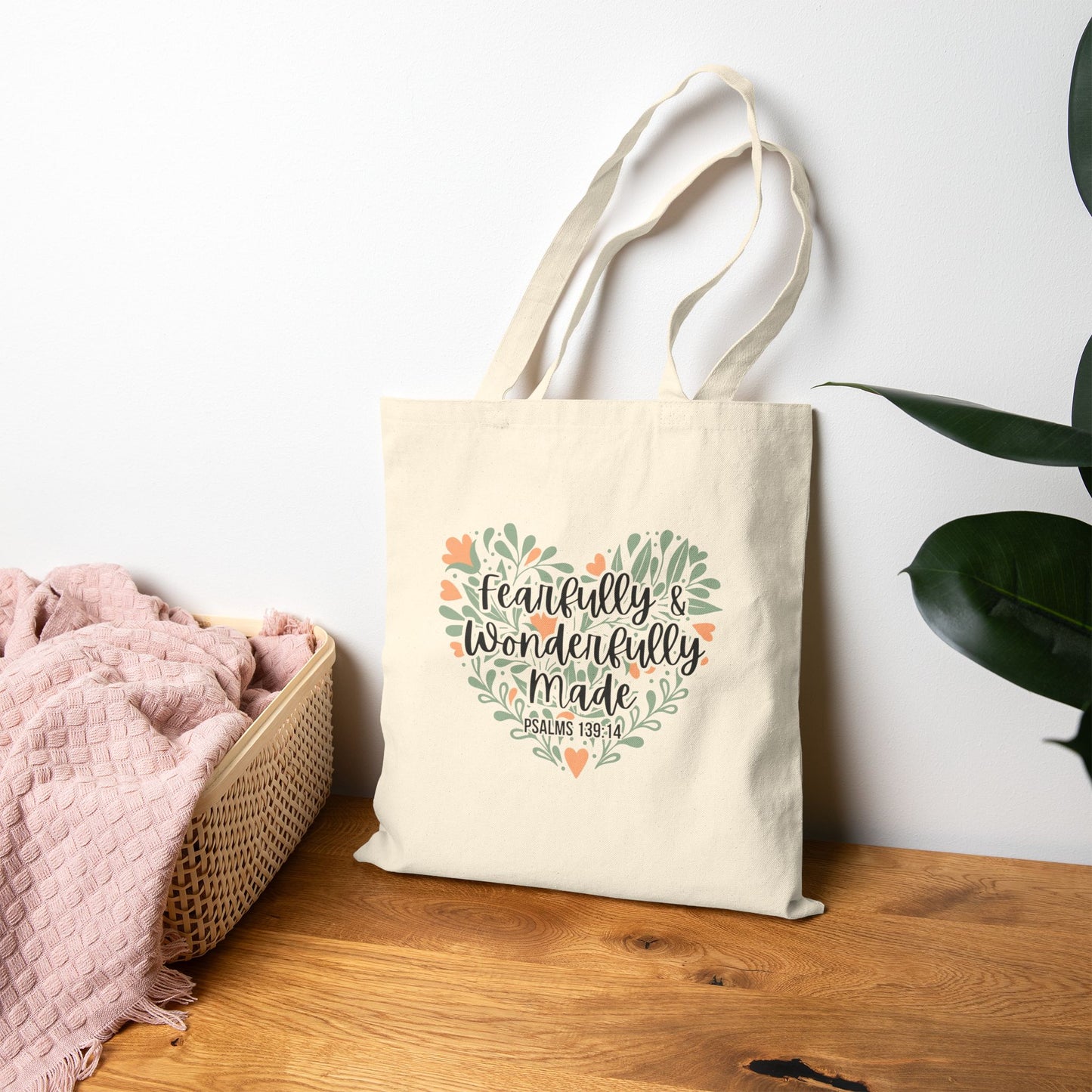 Church Scripture Tote Bag Fearfully and Wonderfully Made