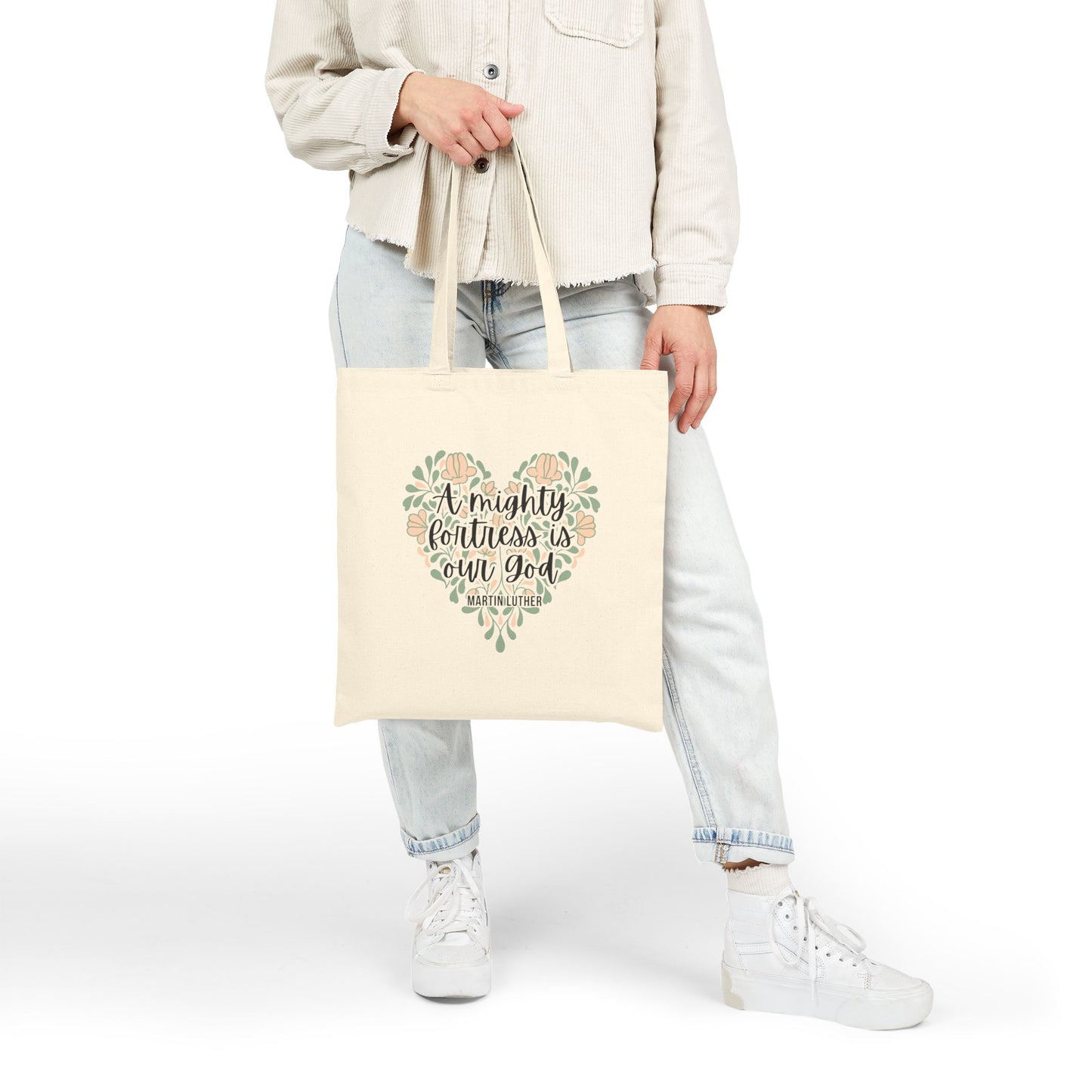 Church Scripture Tote Bag Mighty Fortress