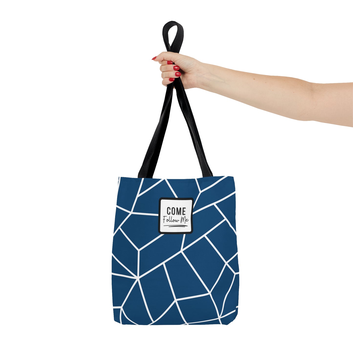 LDS Scripture Christian Church Tote Bag Blue Geometric