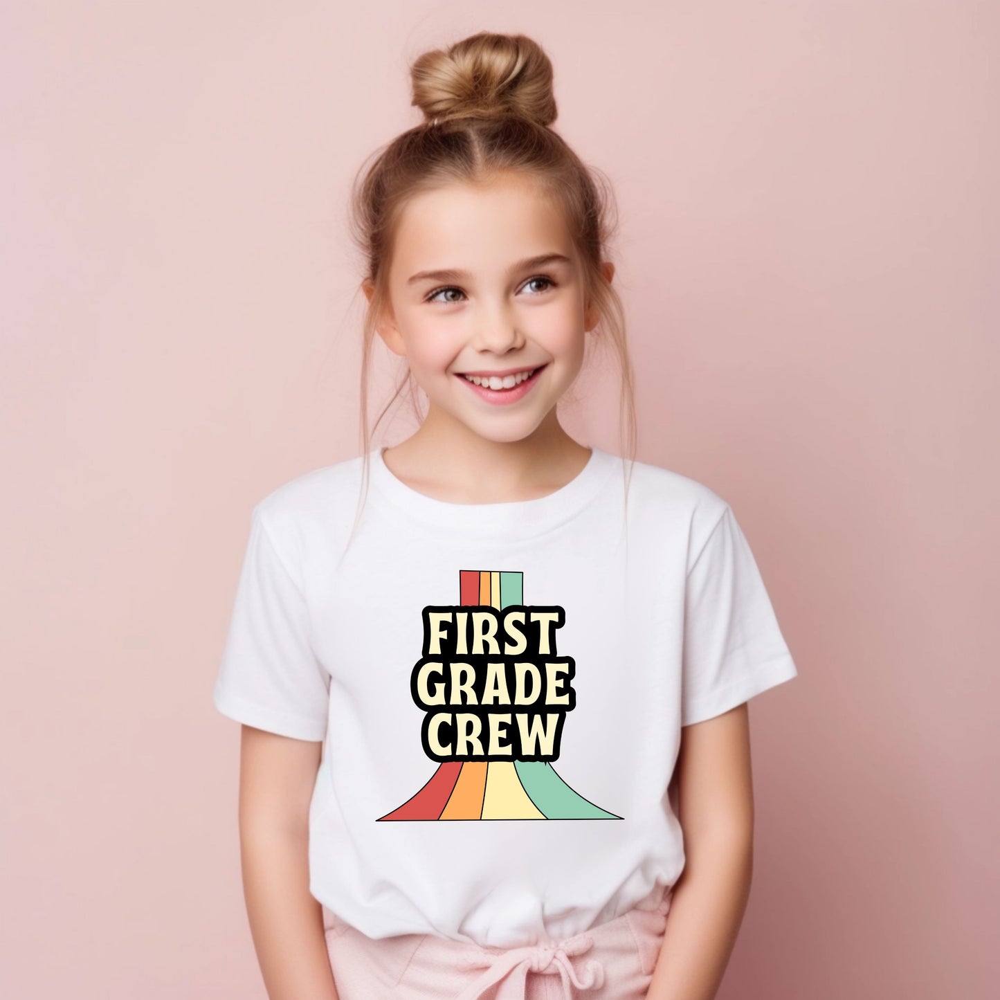 Retro Rainbow Customizable Grade Short Sleeve Youth and Adult Tee