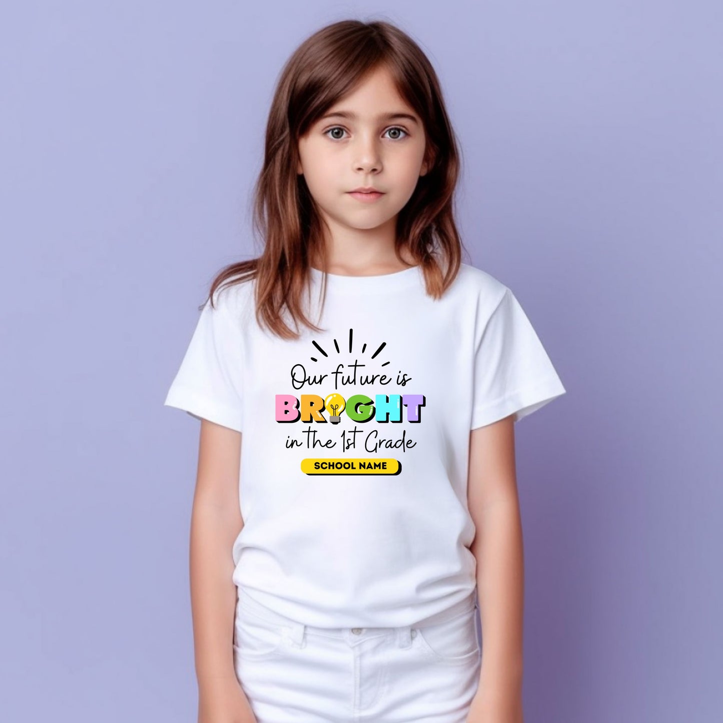 Our Future is Bright Customizable Grade Short Sleeve Youth and Adult Tee