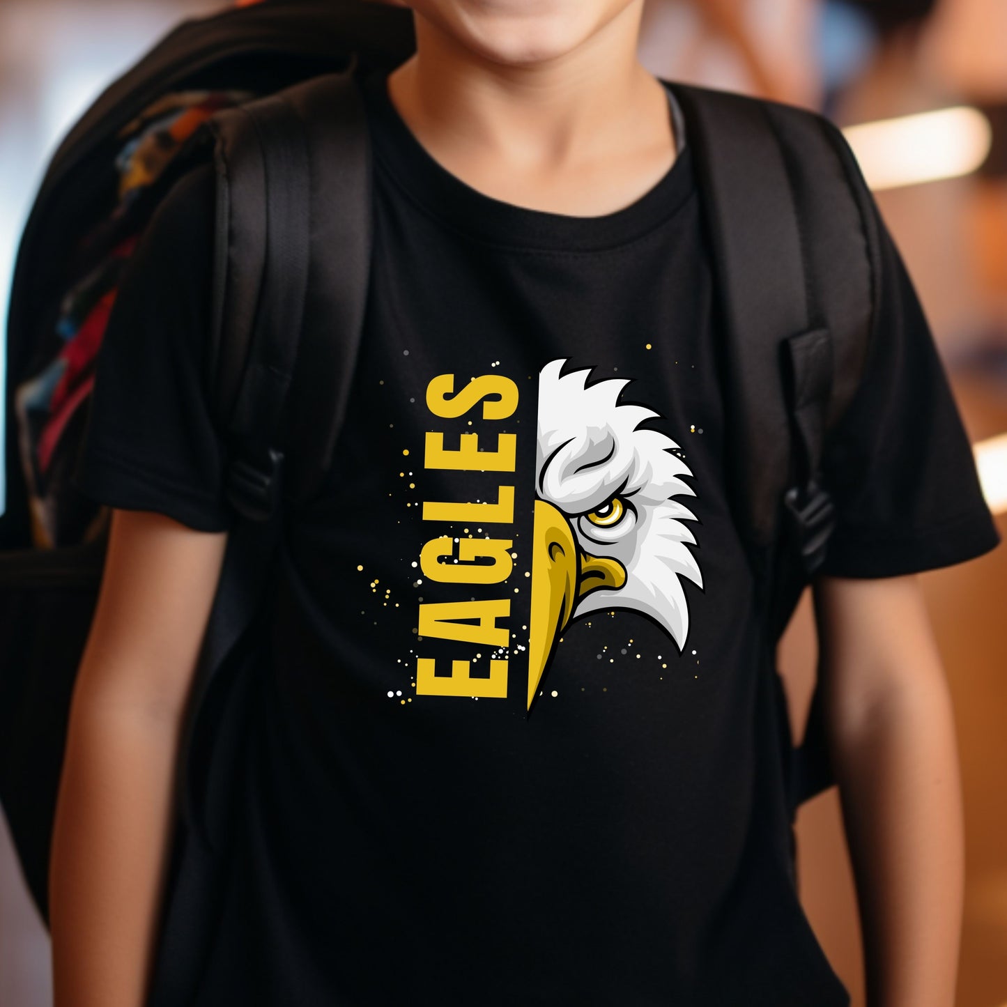 Youth Short Sleeve T-Shirt - Team School Mascot Eagles Print