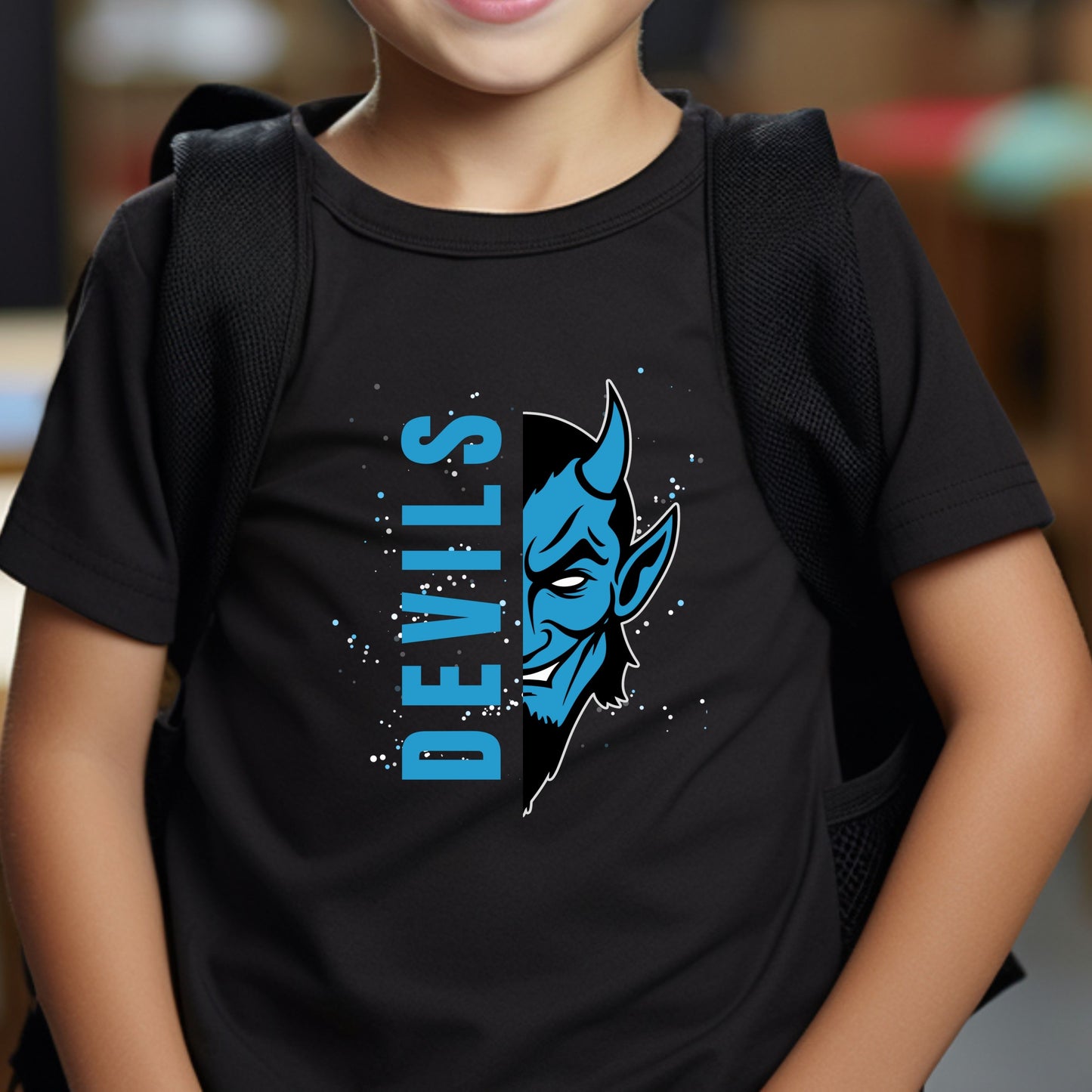 Youth Short Sleeve T-Shirt - Team School Mascot Devils Print