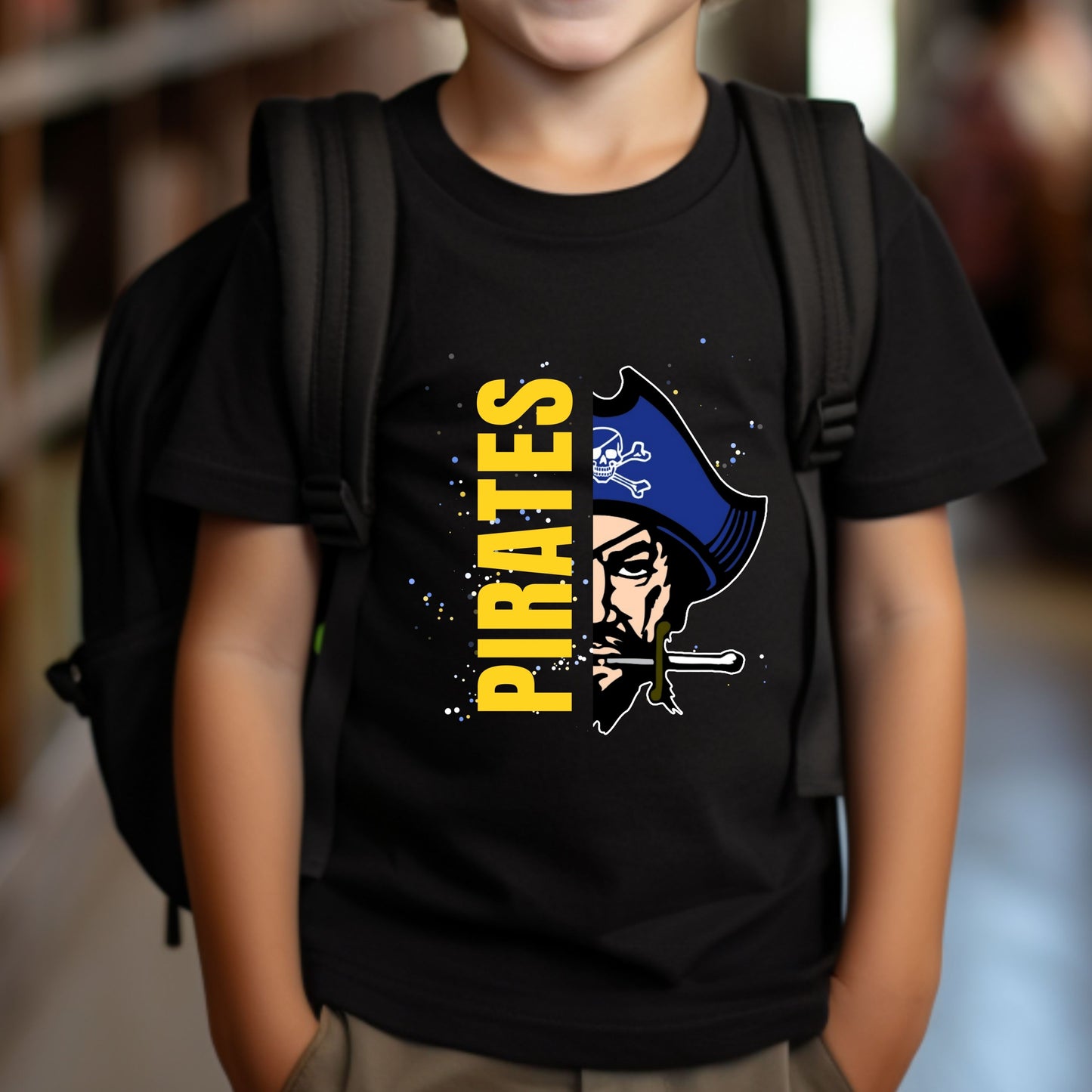Youth Short Sleeve T-Shirt - Team School Mascot Pirates Print
