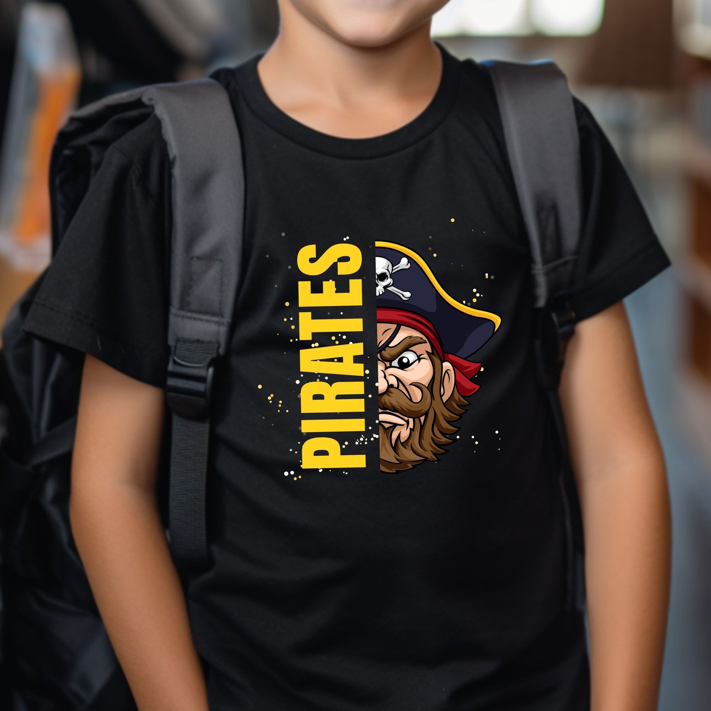 Youth Short Sleeve T-Shirt - Team School Mascot Pirates Print
