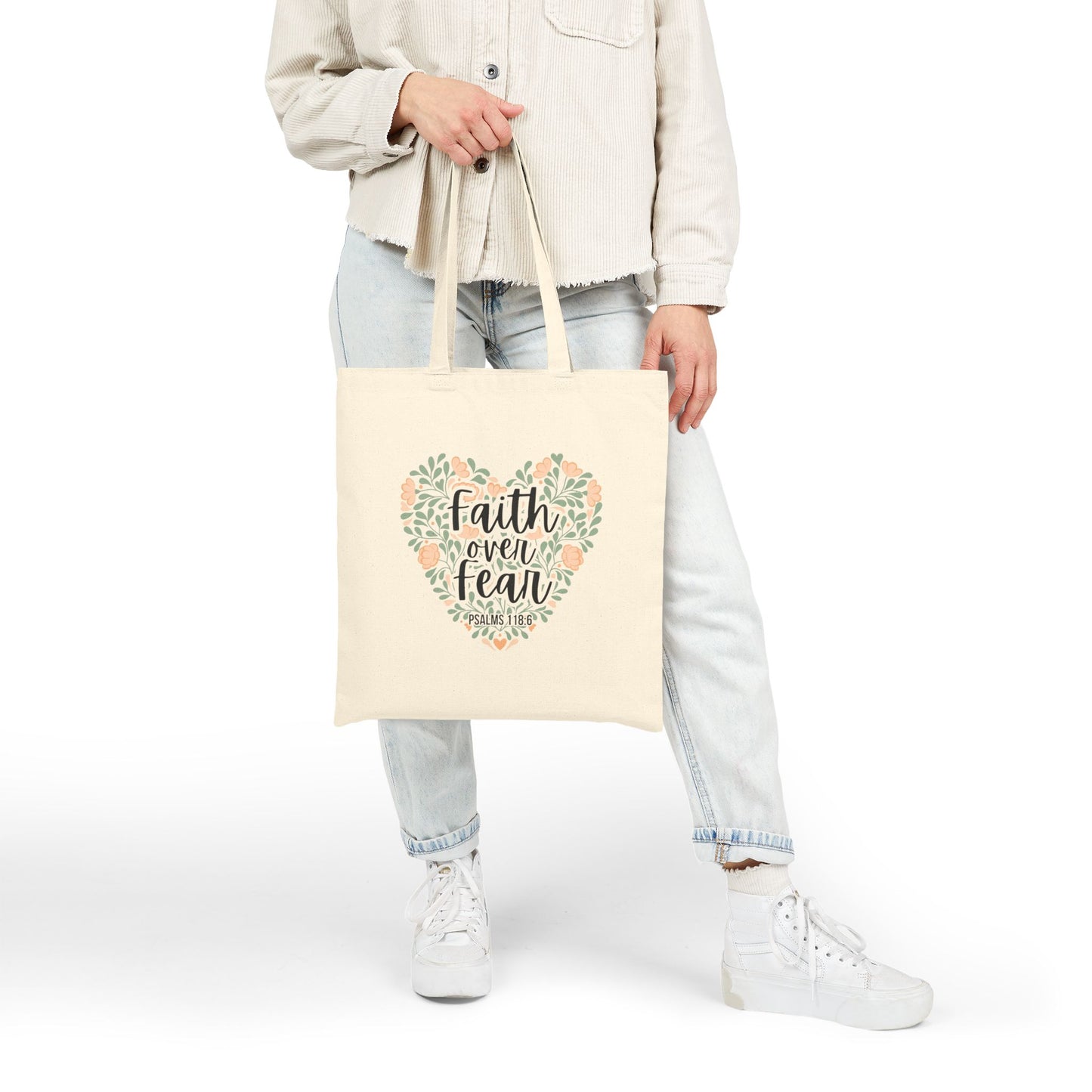 Church Scripture Tote Bag Faith Over Fear