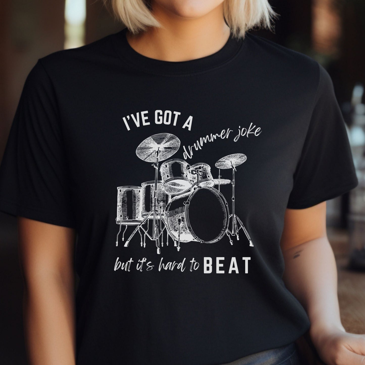 Music Joke Drummer Tee Dark Colors