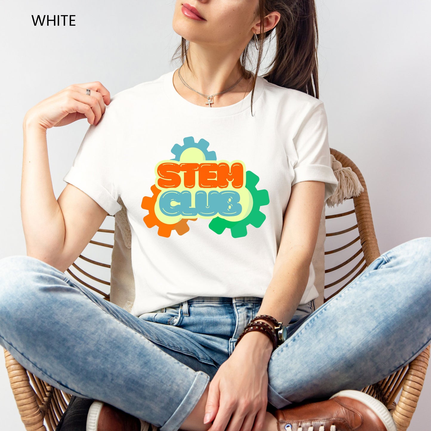 STEM Club Puffy Letters and Gears Customizable Adult and Youth Tee