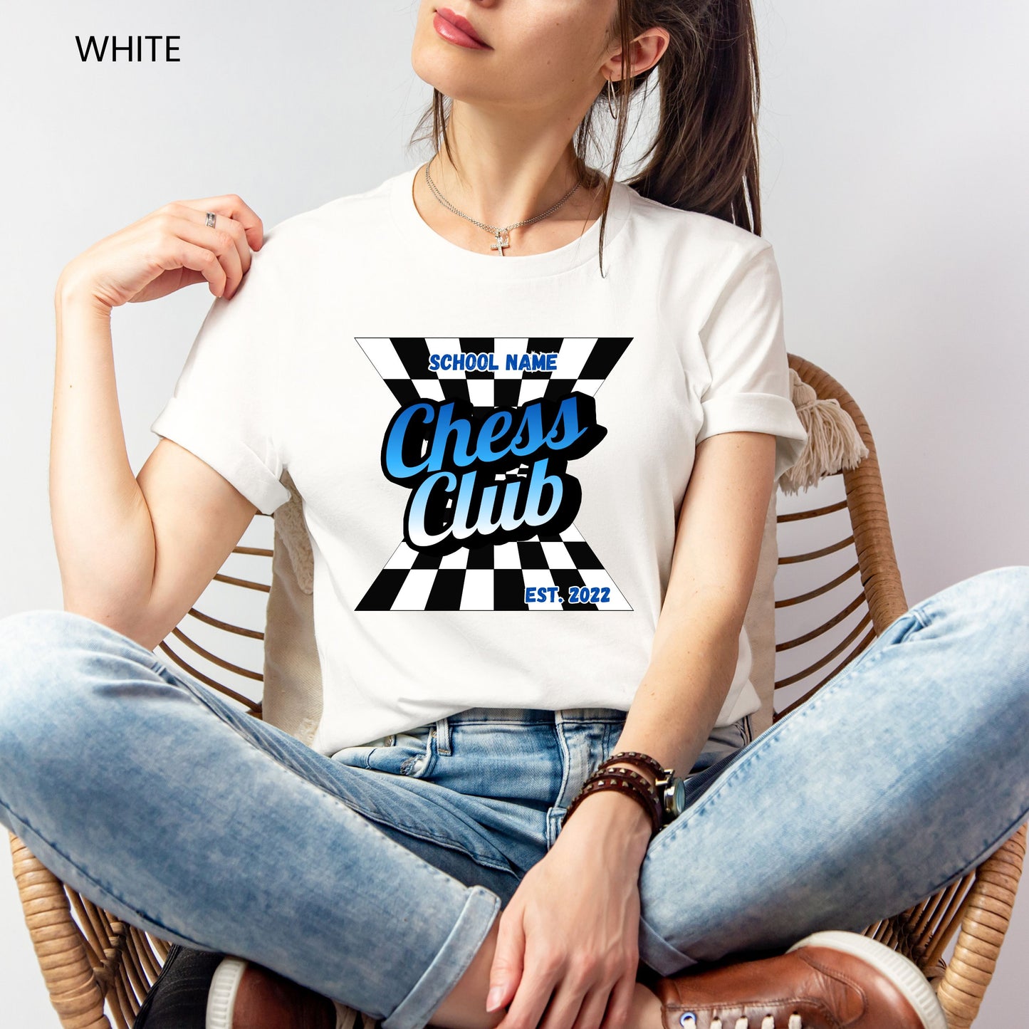 Chess Club Checkerboard Dimensions Customizable Adult and Youth Tee