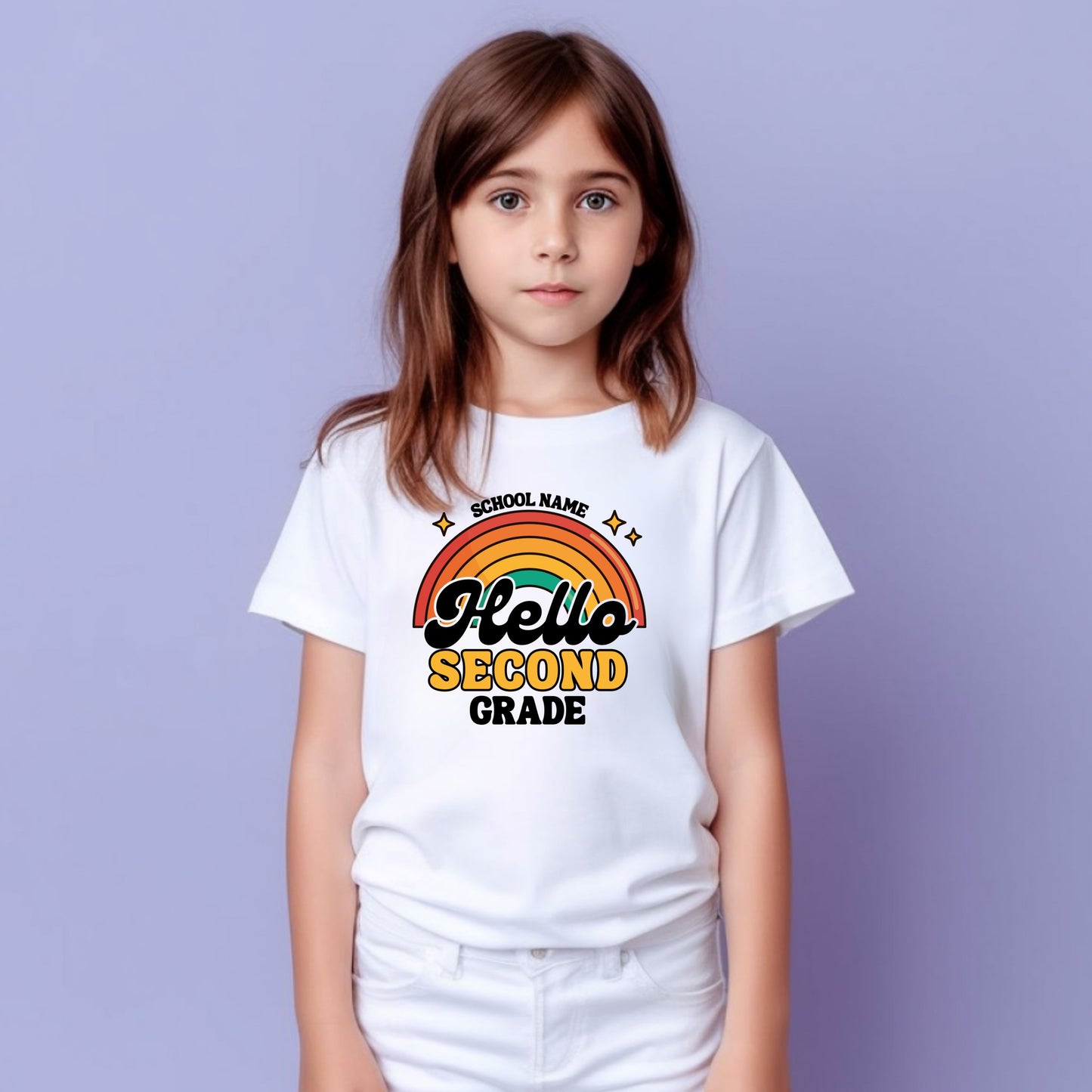 Retro Shiny Rainbow Customizable Grade Short Sleeve Youth and Adult Tee