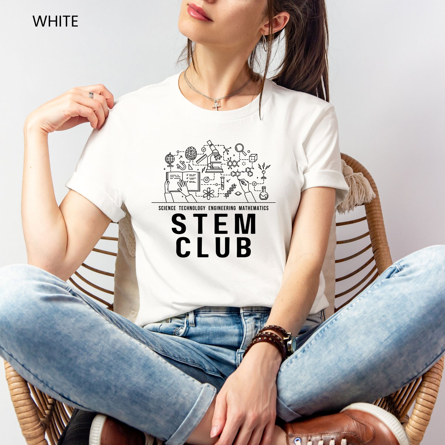 STEM Club Line Art 2 Customizable Adult and Youth Tee
