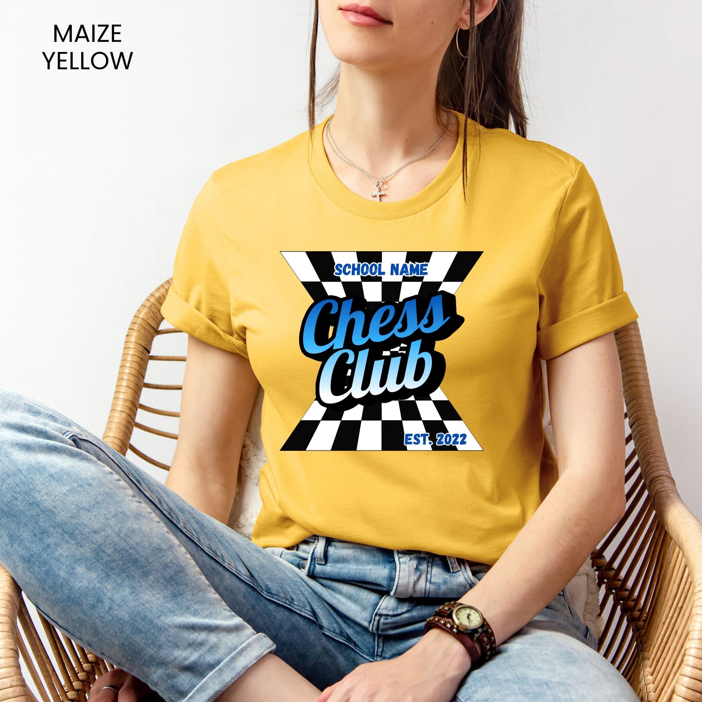 Chess Club Checkerboard Dimensions Customizable Adult and Youth Tee