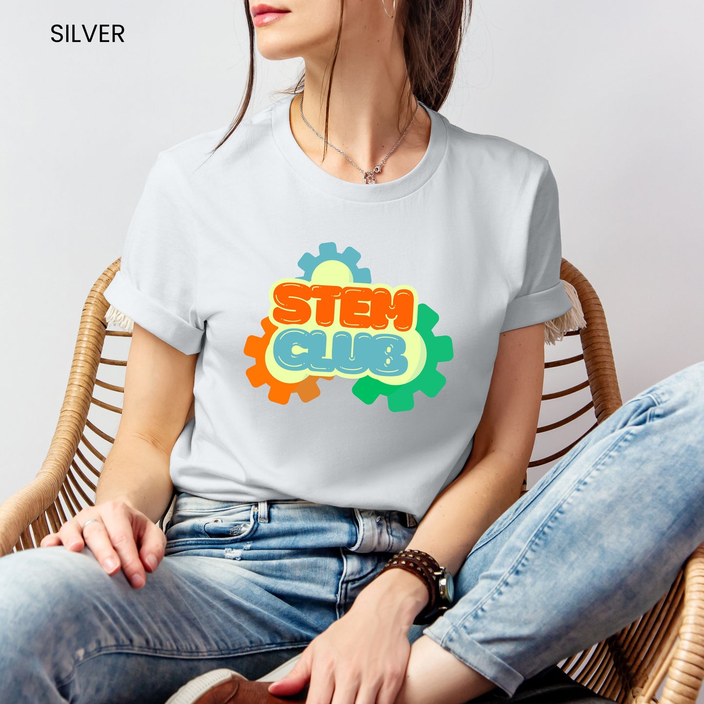 STEM Club Puffy Letters and Gears Customizable Adult and Youth Tee