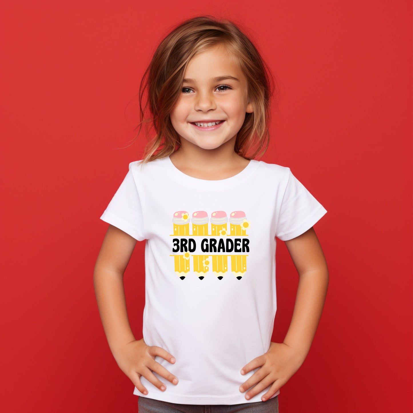 Retro Pencil Customizable Grade Short Sleeve Youth and Adult Tee