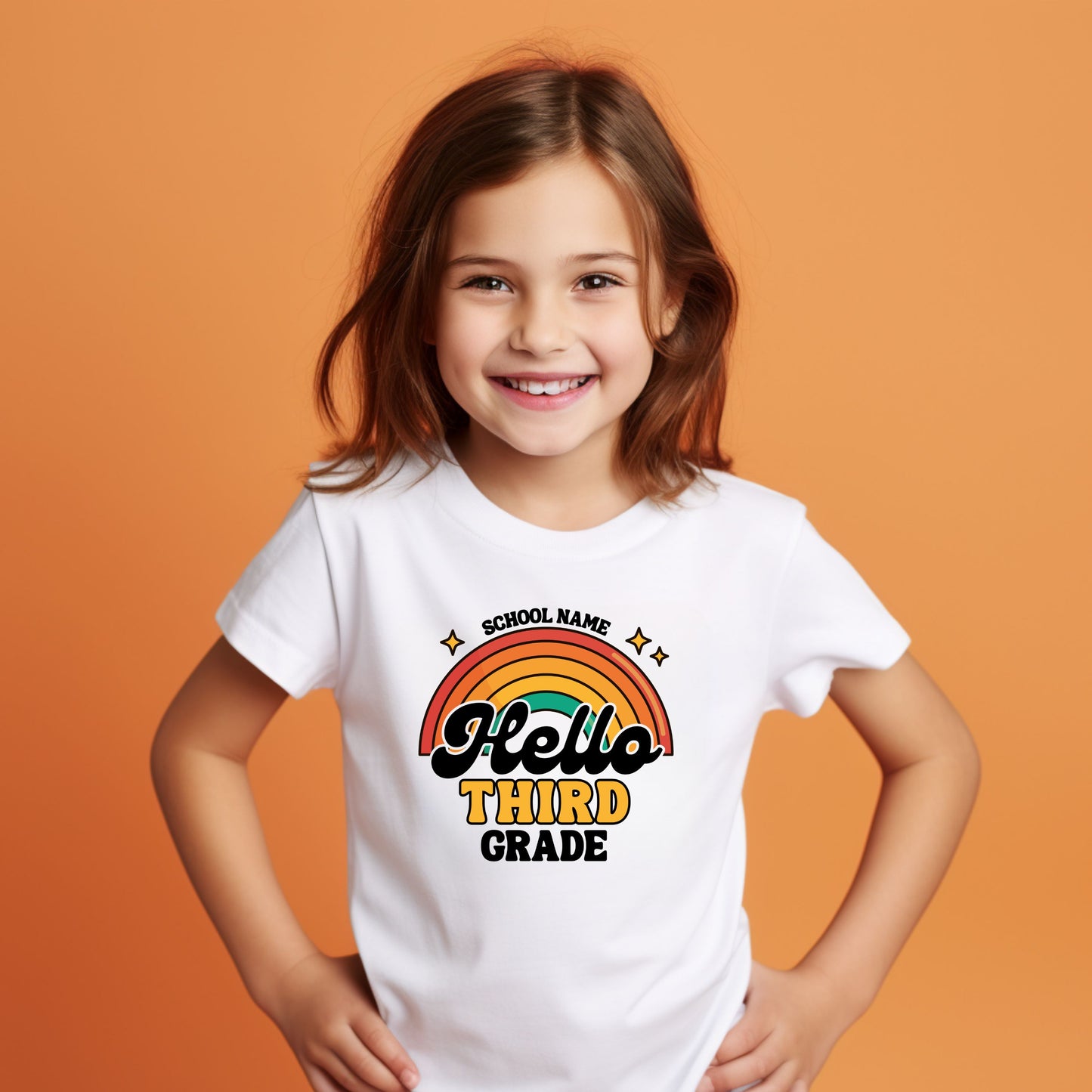 Retro Shiny Rainbow Customizable Grade Short Sleeve Youth and Adult Tee