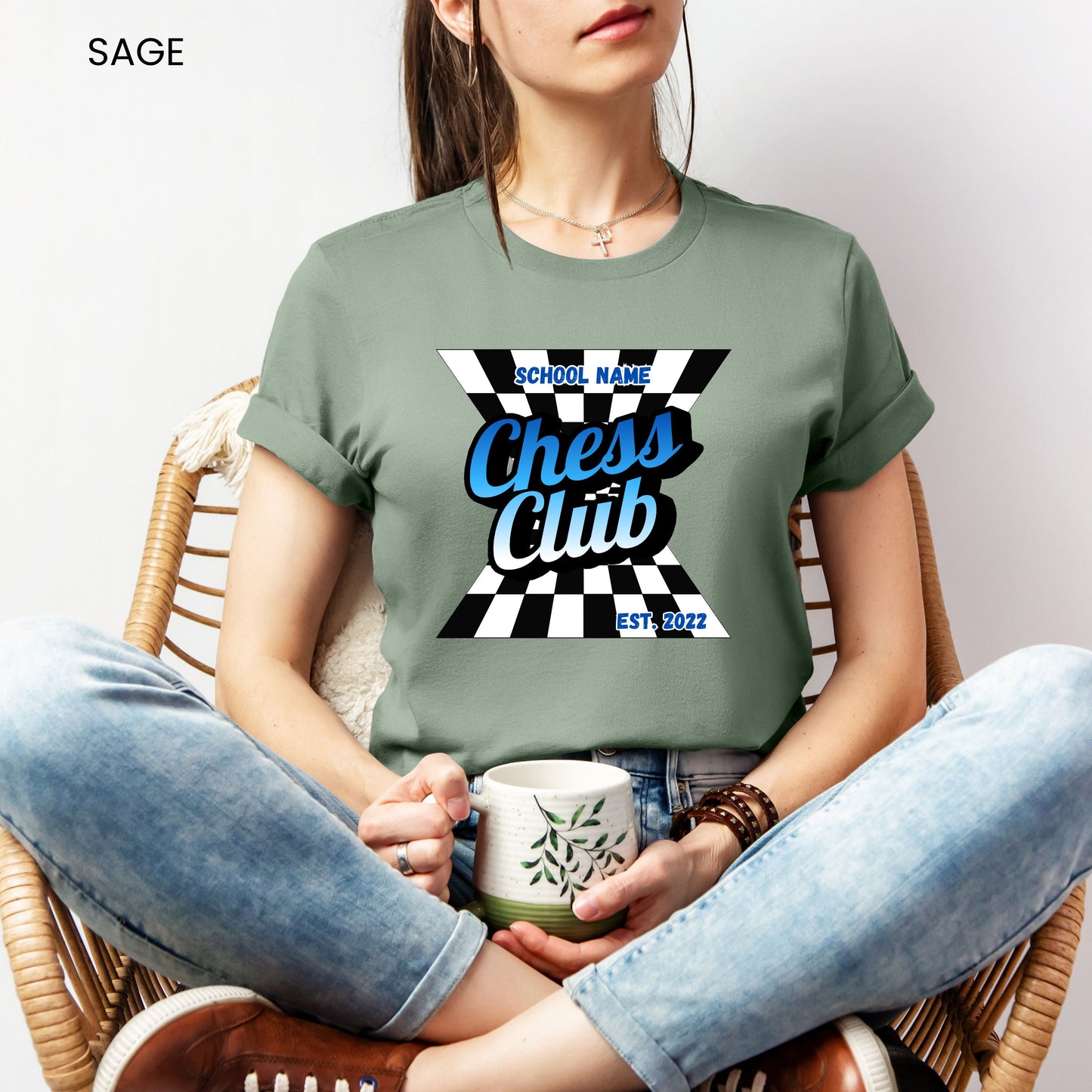 Chess Club Checkerboard Dimensions Customizable Adult and Youth Tee