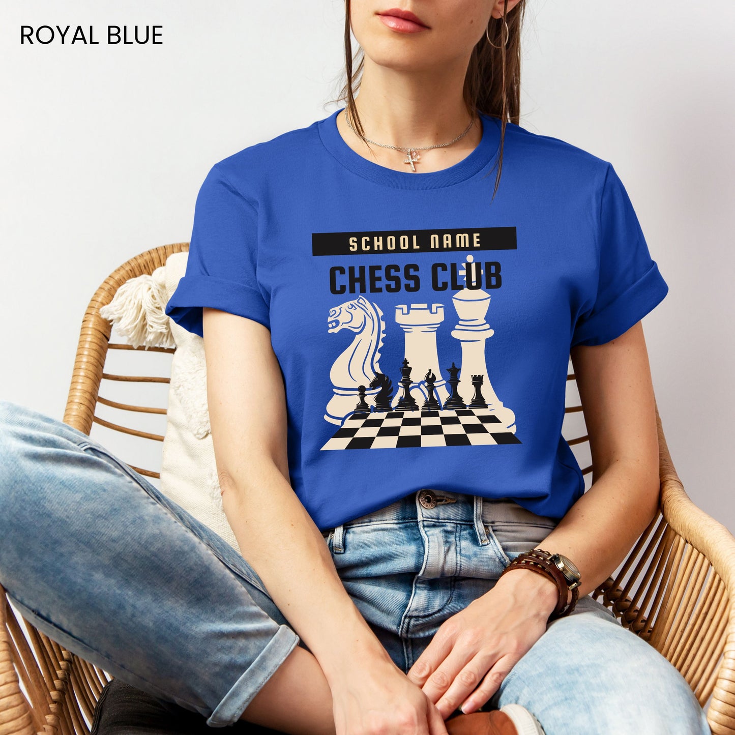 Chess Club Checkerboard Pieces Customizable Adult and Youth Tee