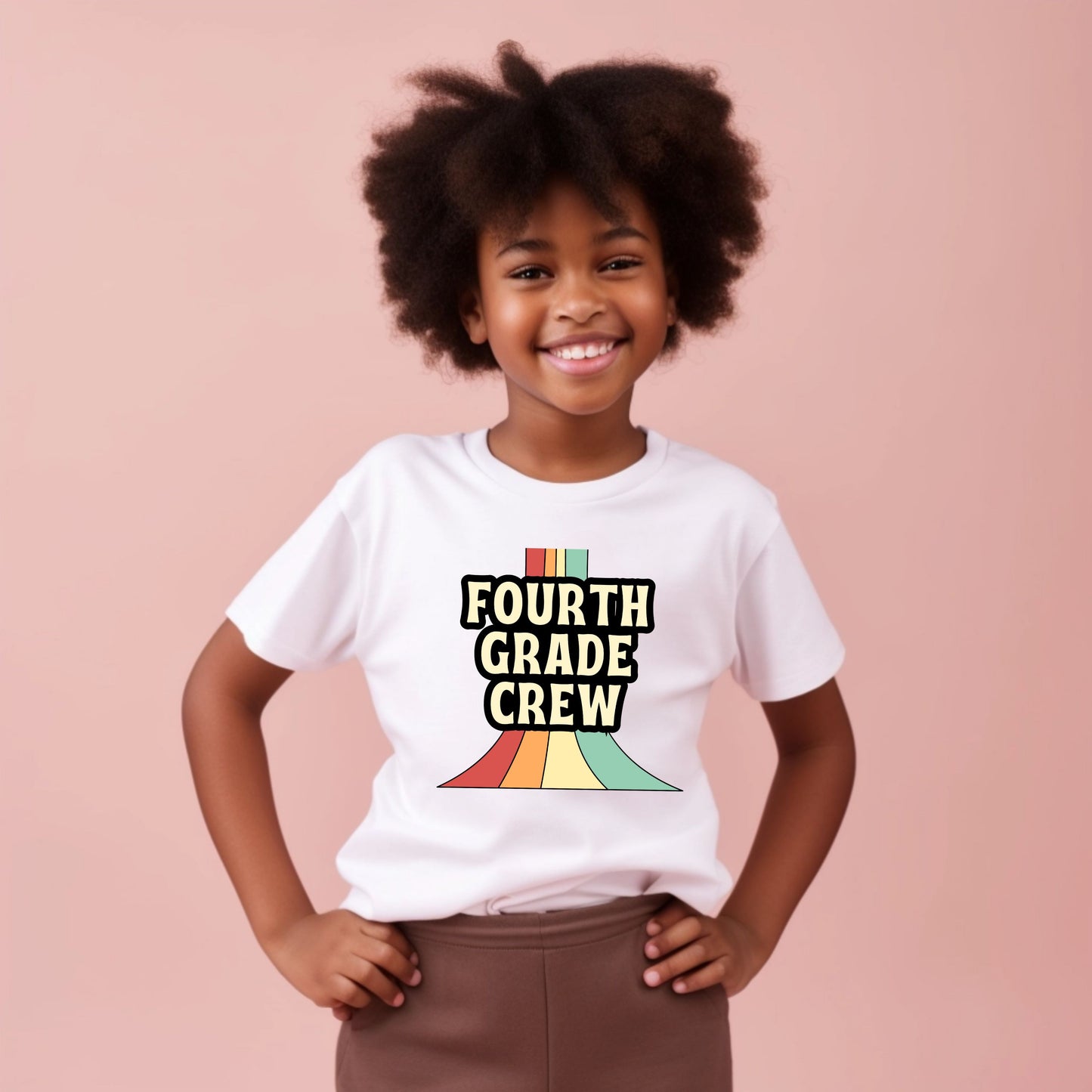 Retro Rainbow Customizable Grade Short Sleeve Youth and Adult Tee