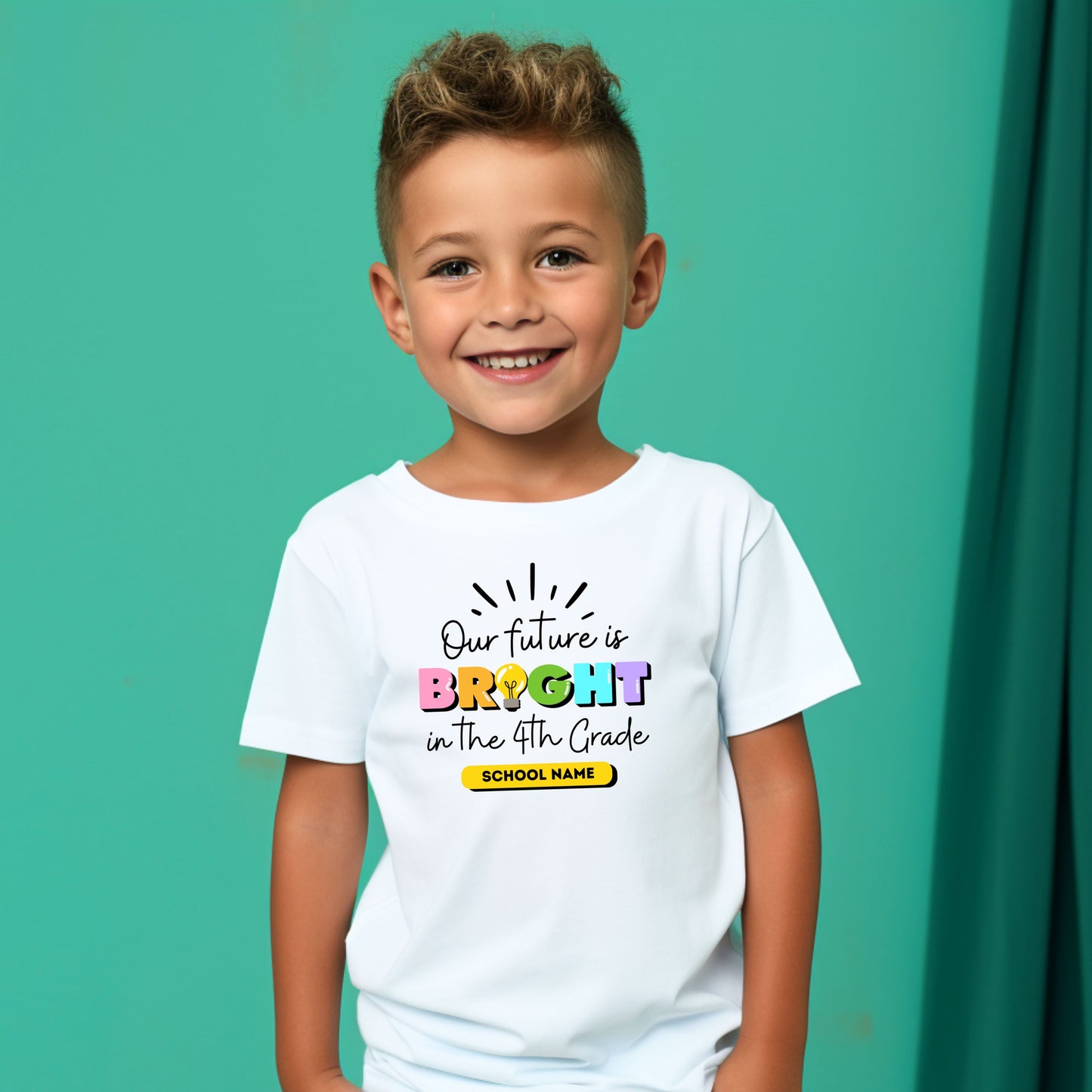 Our Future is Bright Customizable Grade Short Sleeve Youth and Adult Tee
