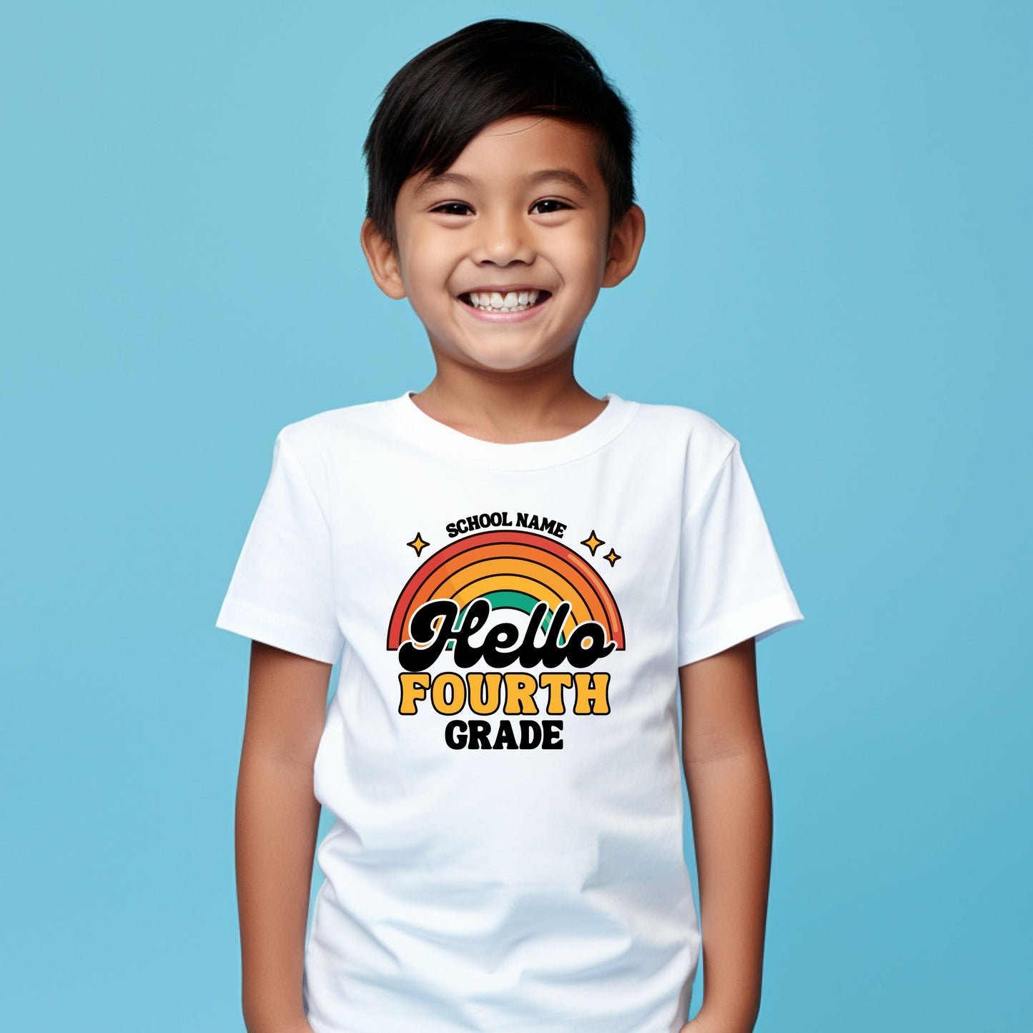 Retro Shiny Rainbow Customizable Grade Short Sleeve Youth and Adult Tee