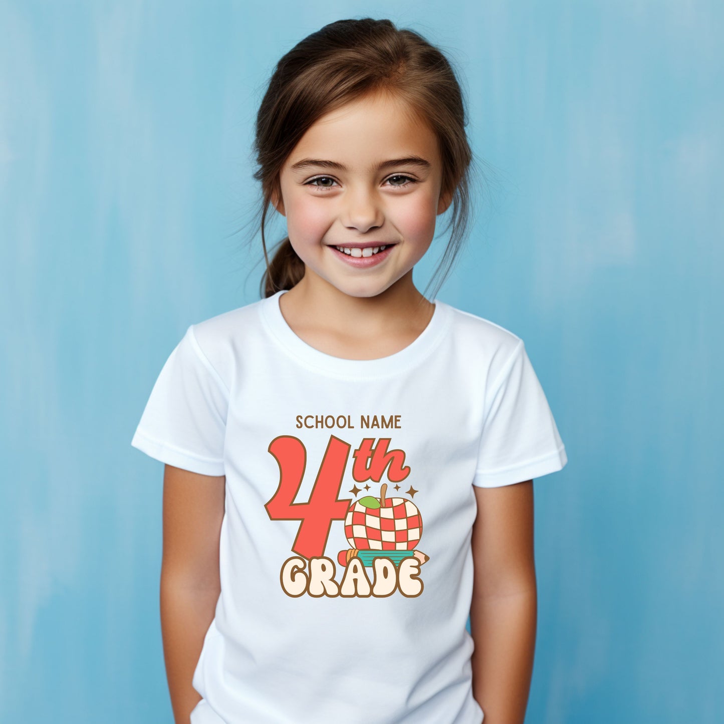 Retro Apple Customizable Grade Short Sleeve Youth and Adult Tee