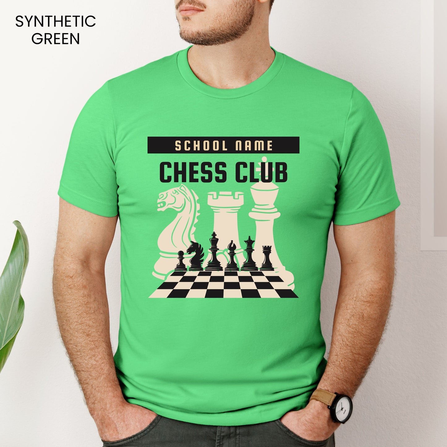 Chess Club Checkerboard Pieces Customizable Adult and Youth Tee