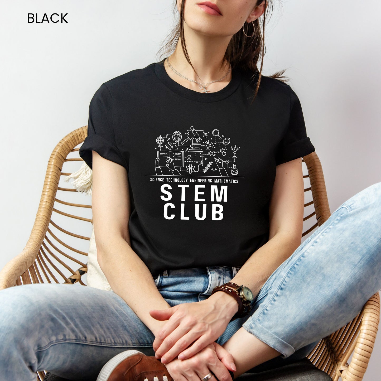 STEM Club Line Art 2 Customizable Adult and Youth Tee