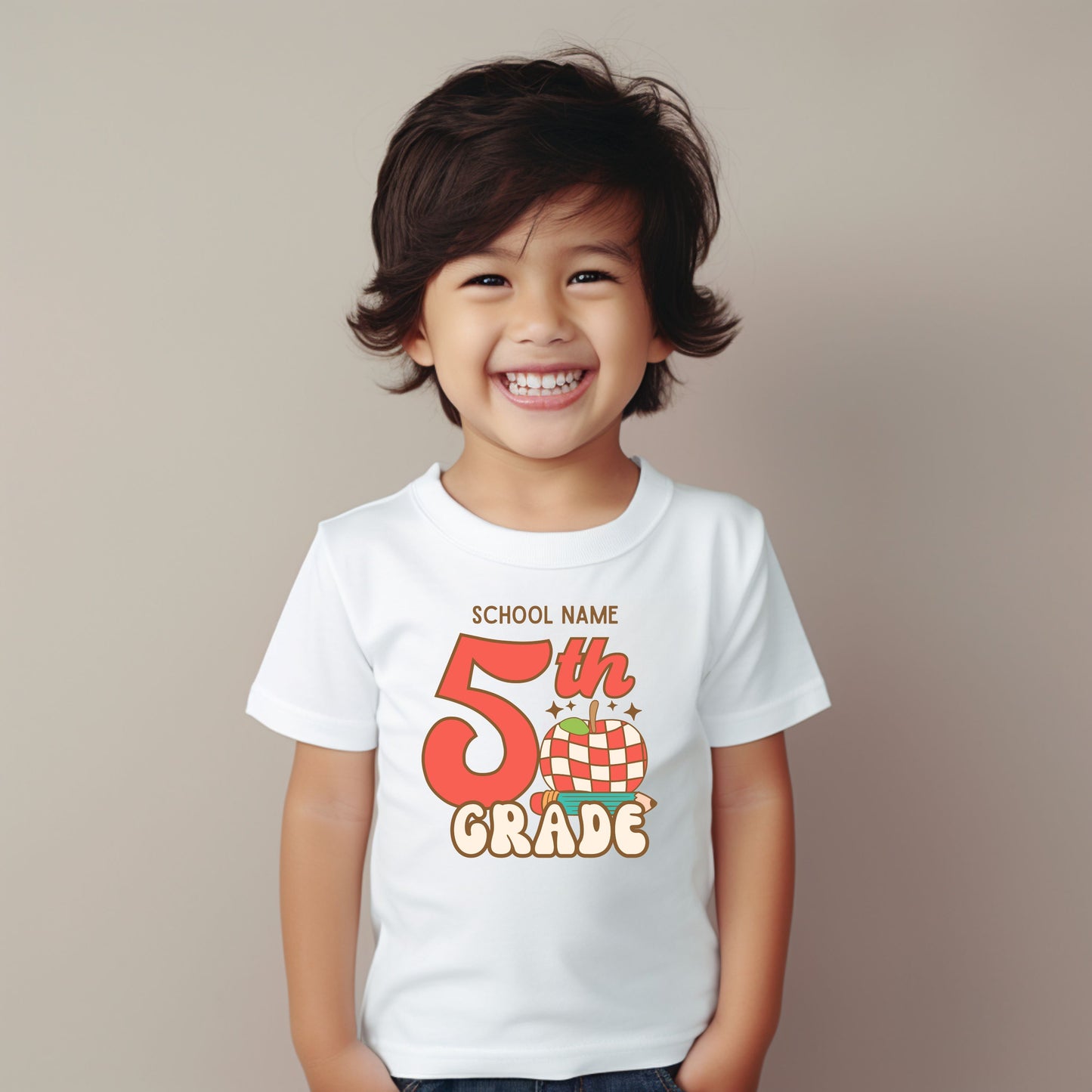 Retro Apple Customizable Grade Short Sleeve Youth and Adult Tee