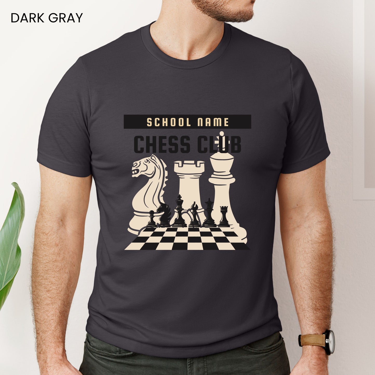 Chess Club Checkerboard Pieces Customizable Adult and Youth Tee