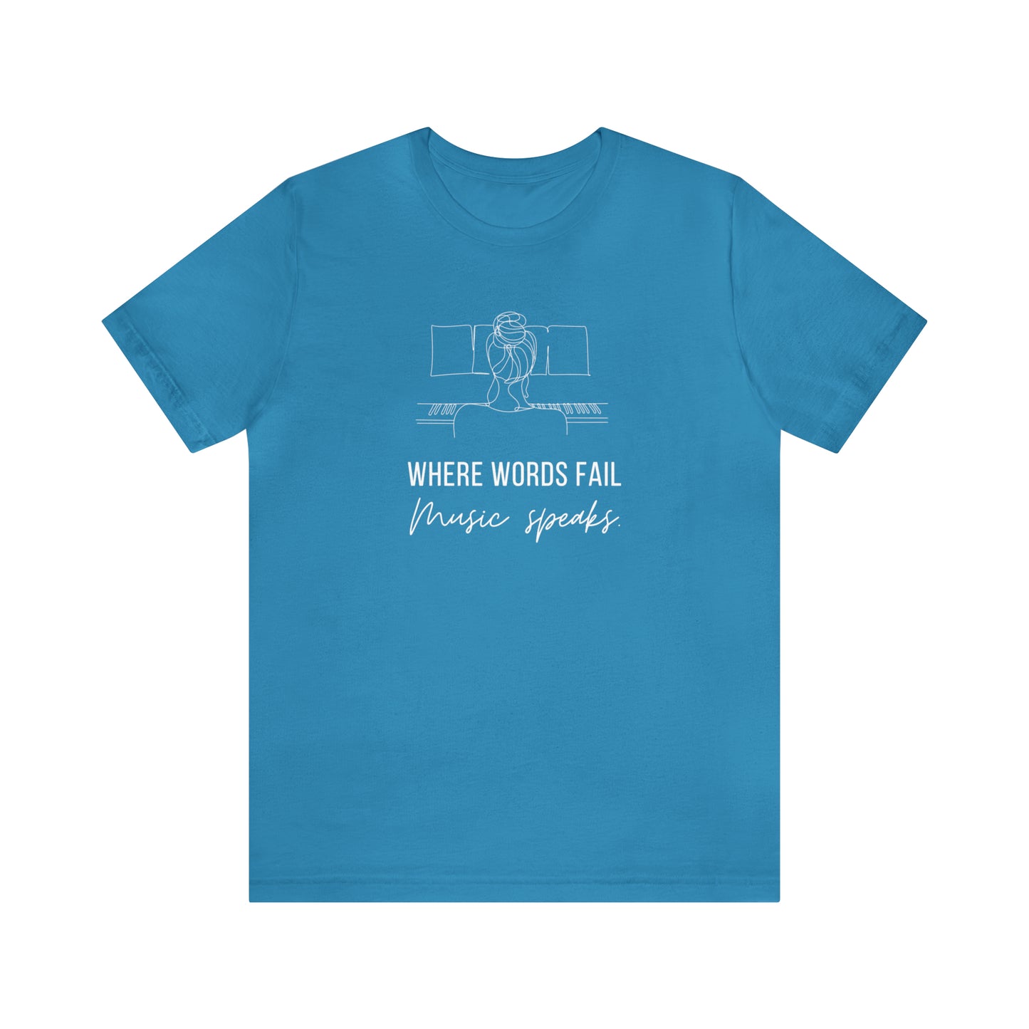 Music Speaks Piano Female Tee Dark Colors
