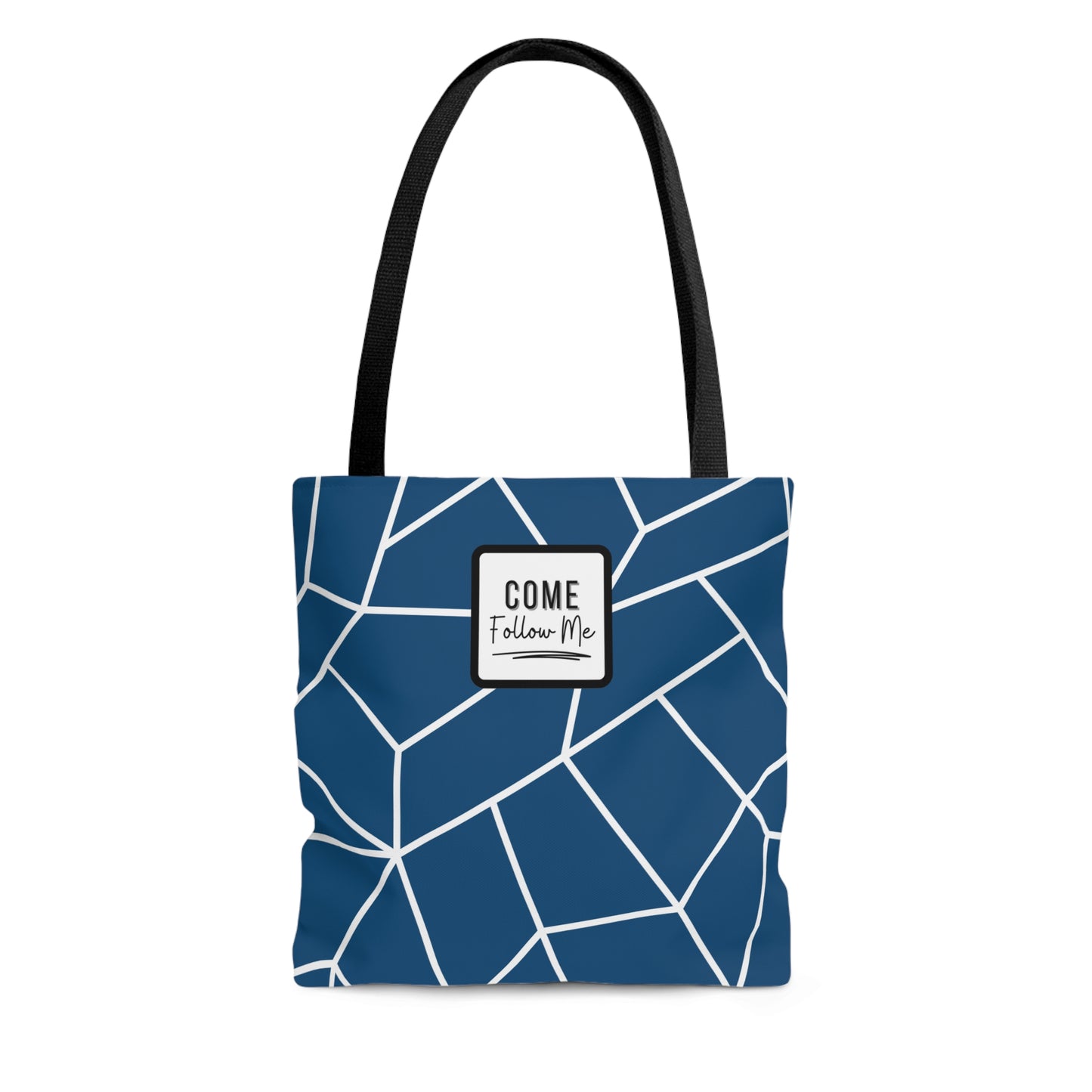 LDS Scripture Christian Church Tote Bag Blue Geometric