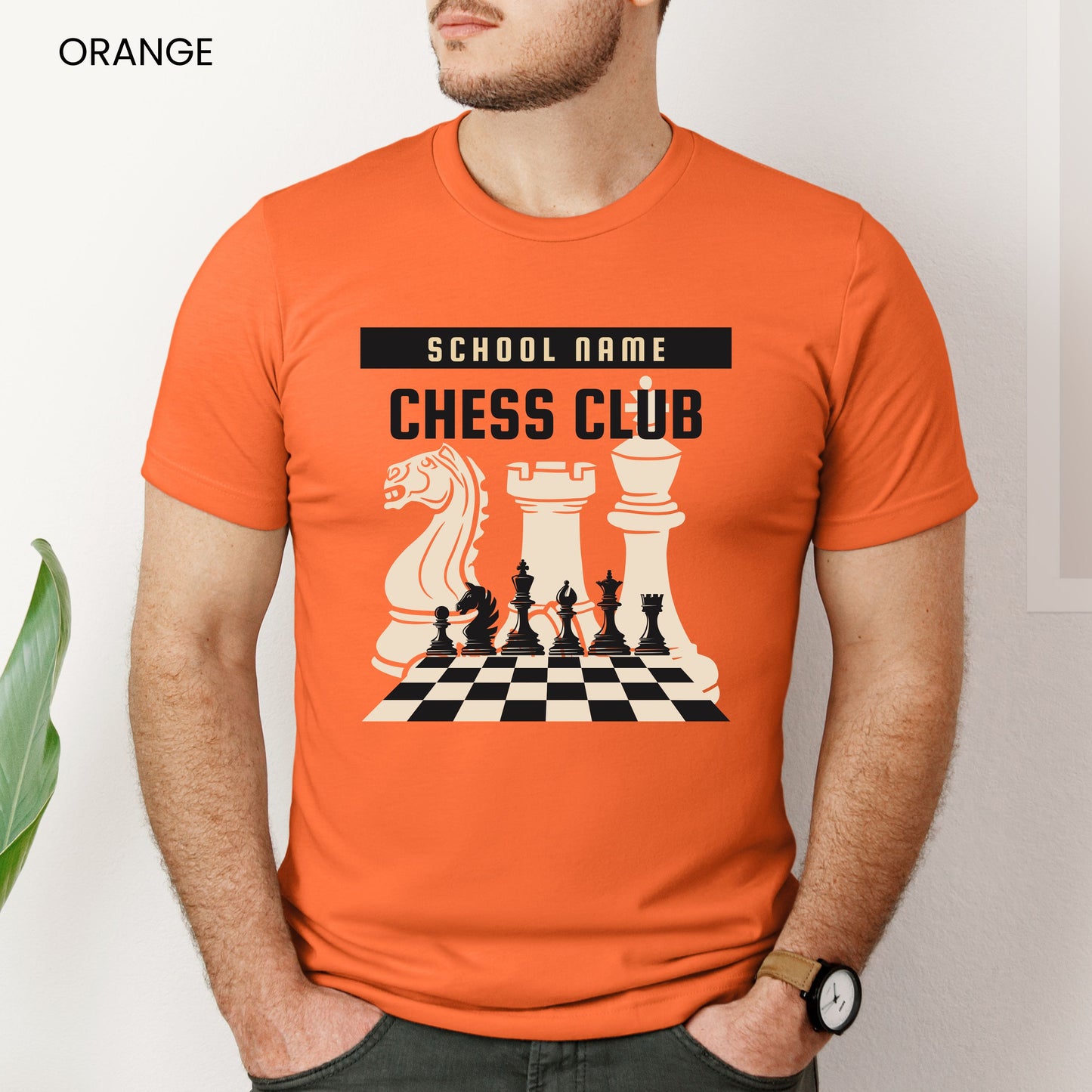 Chess Club Checkerboard Pieces Customizable Adult and Youth Tee