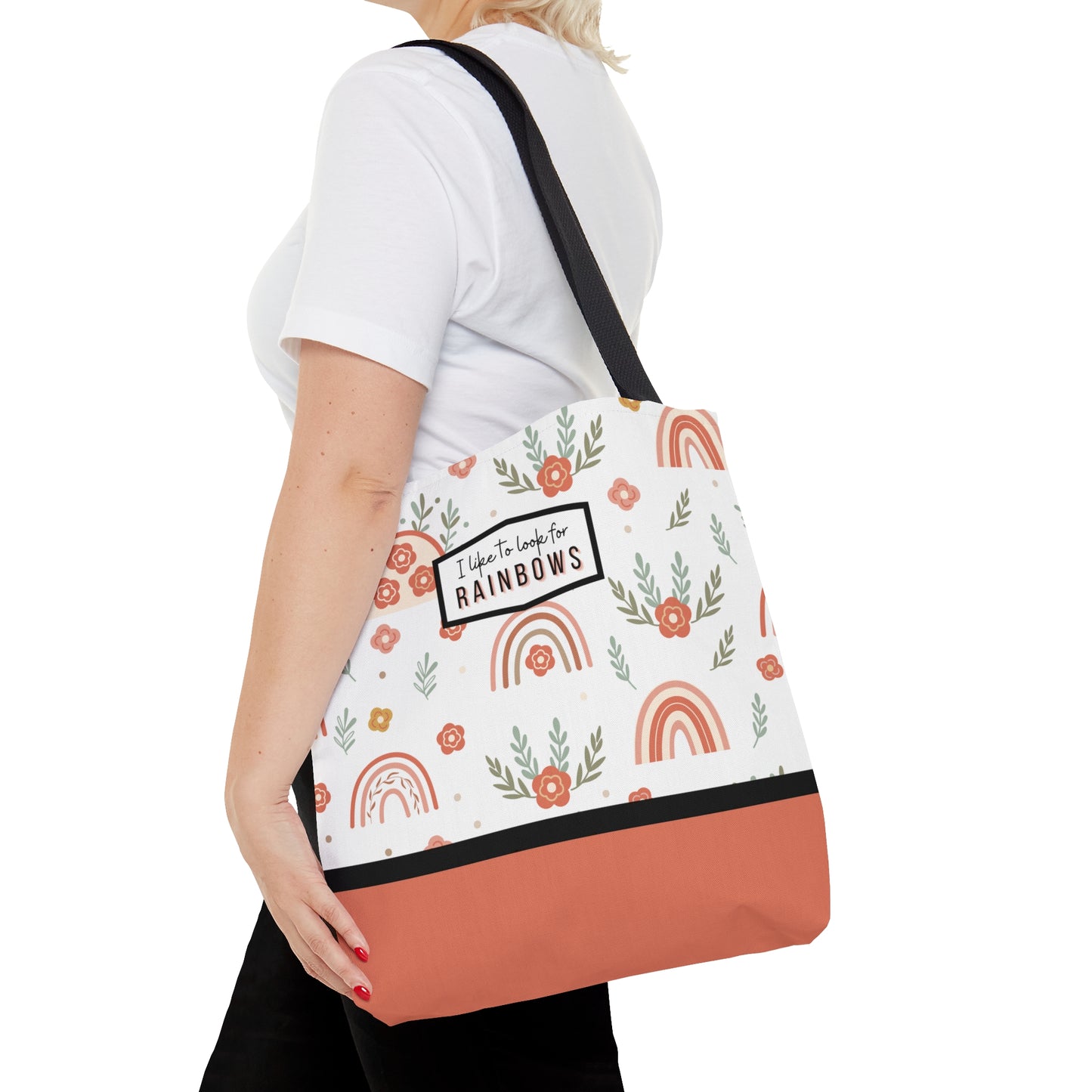 LDS Christian Scripture Church Baptism Kids Tote Bag Floral Rainbow