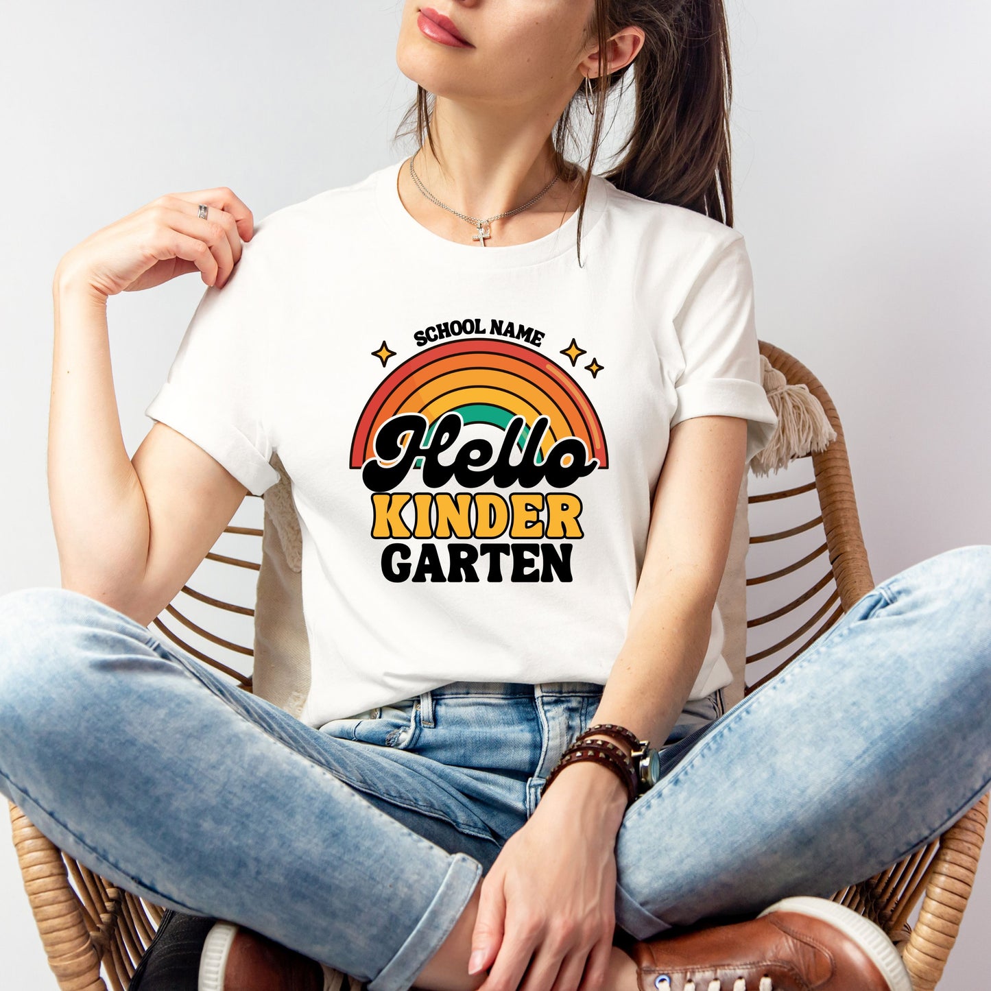 Retro Shiny Rainbow Customizable Grade Short Sleeve Youth and Adult Tee