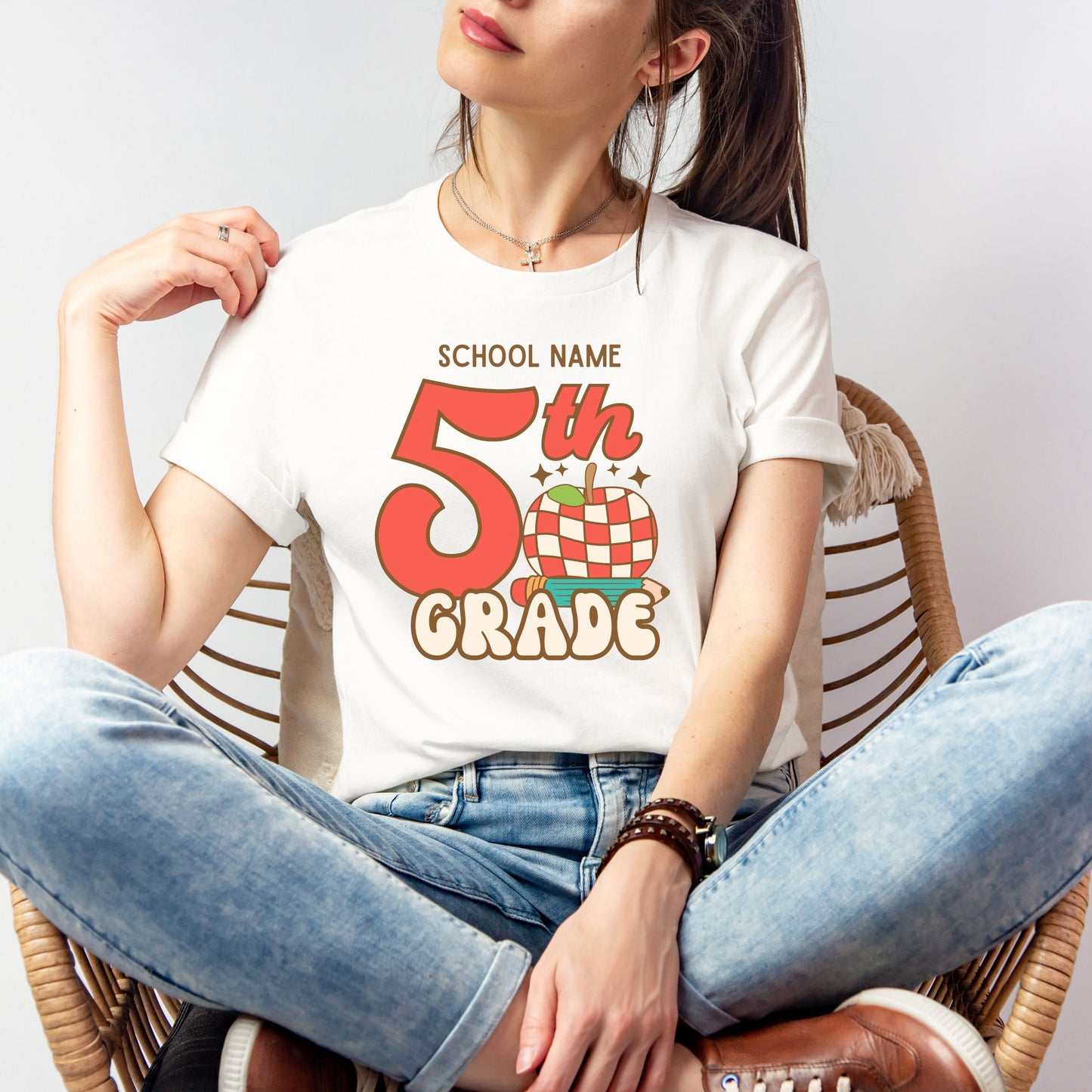 Retro Apple Customizable Grade Short Sleeve Youth and Adult Tee