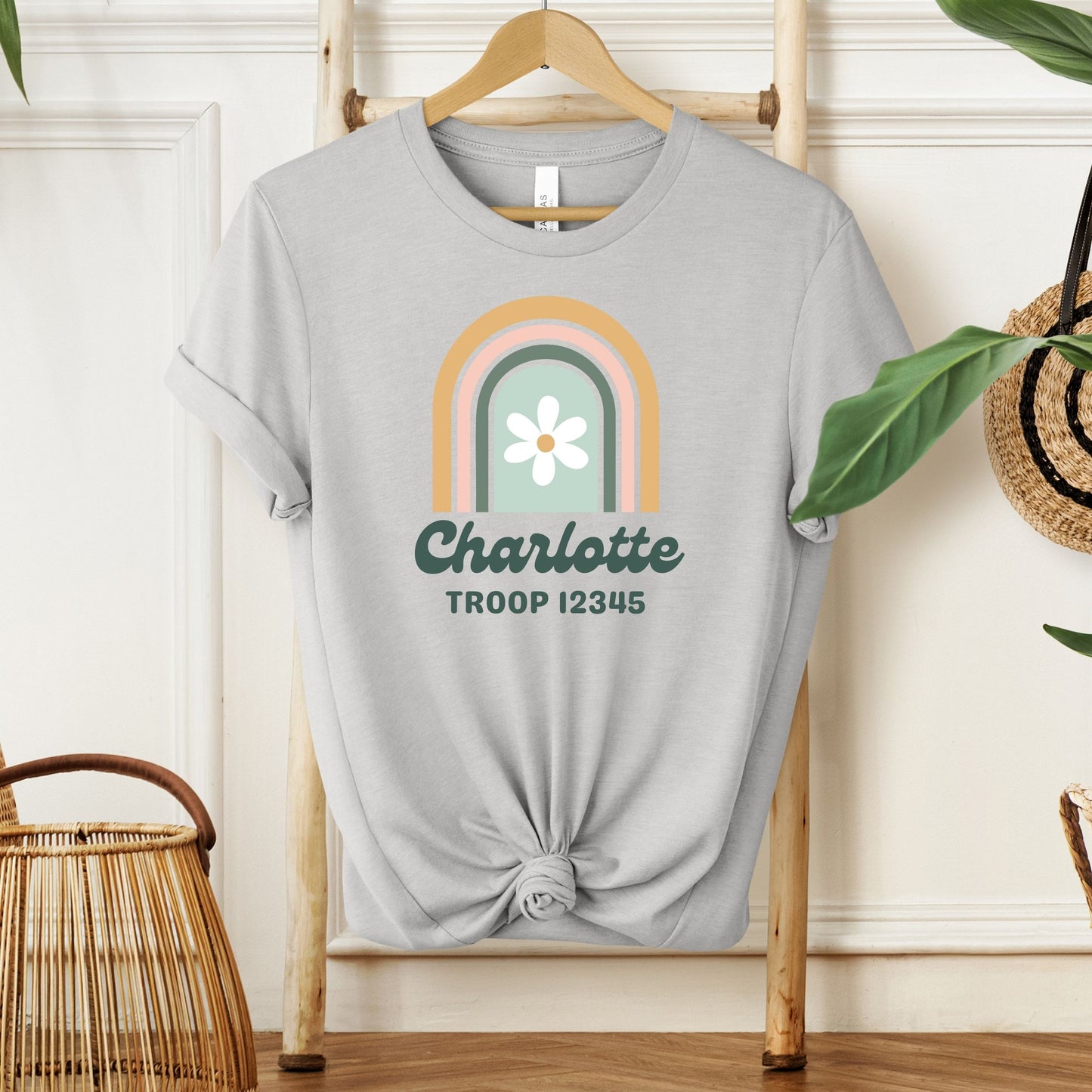 Retro Rainbow Custom Troop Girl Scout Adult/Youth Tee