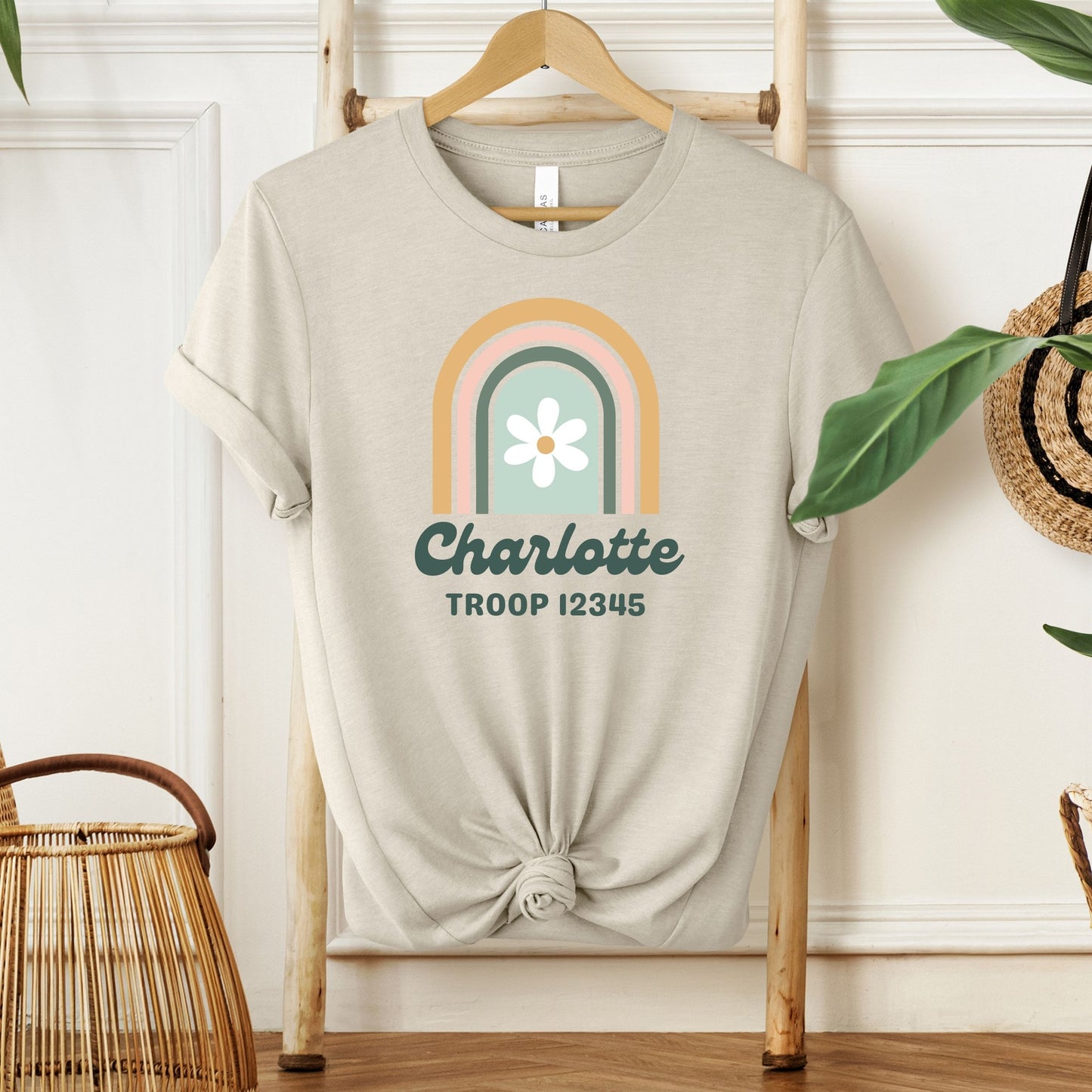 Retro Rainbow Custom Troop Girl Scout Adult/Youth Tee