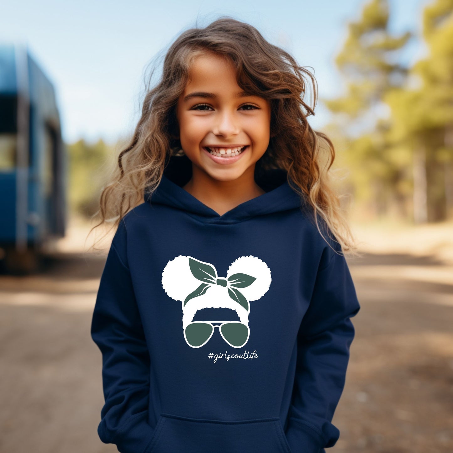 Girl Scout Curly Messy Bun Youth/Adult Hoodie