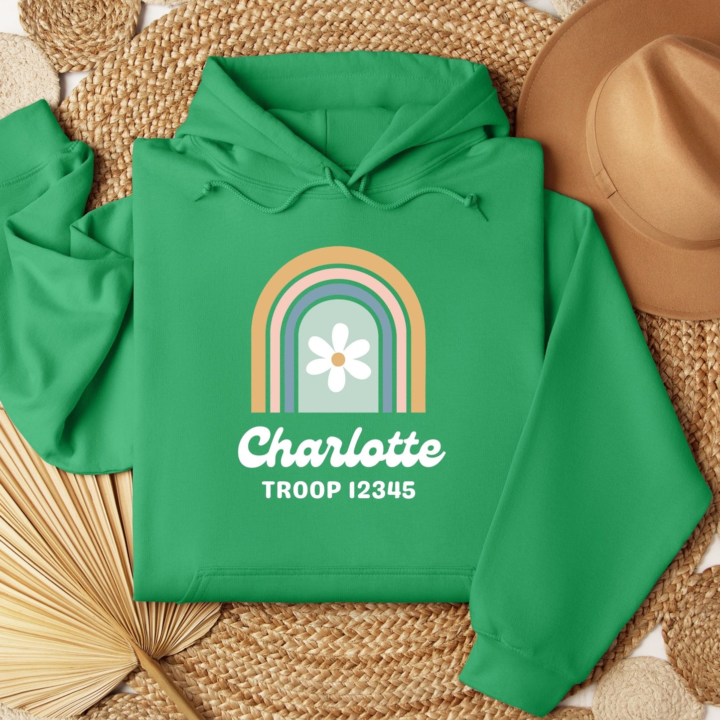 Retro Rainbow Custom Troop Girl Scout Youth/Adult Hoodie