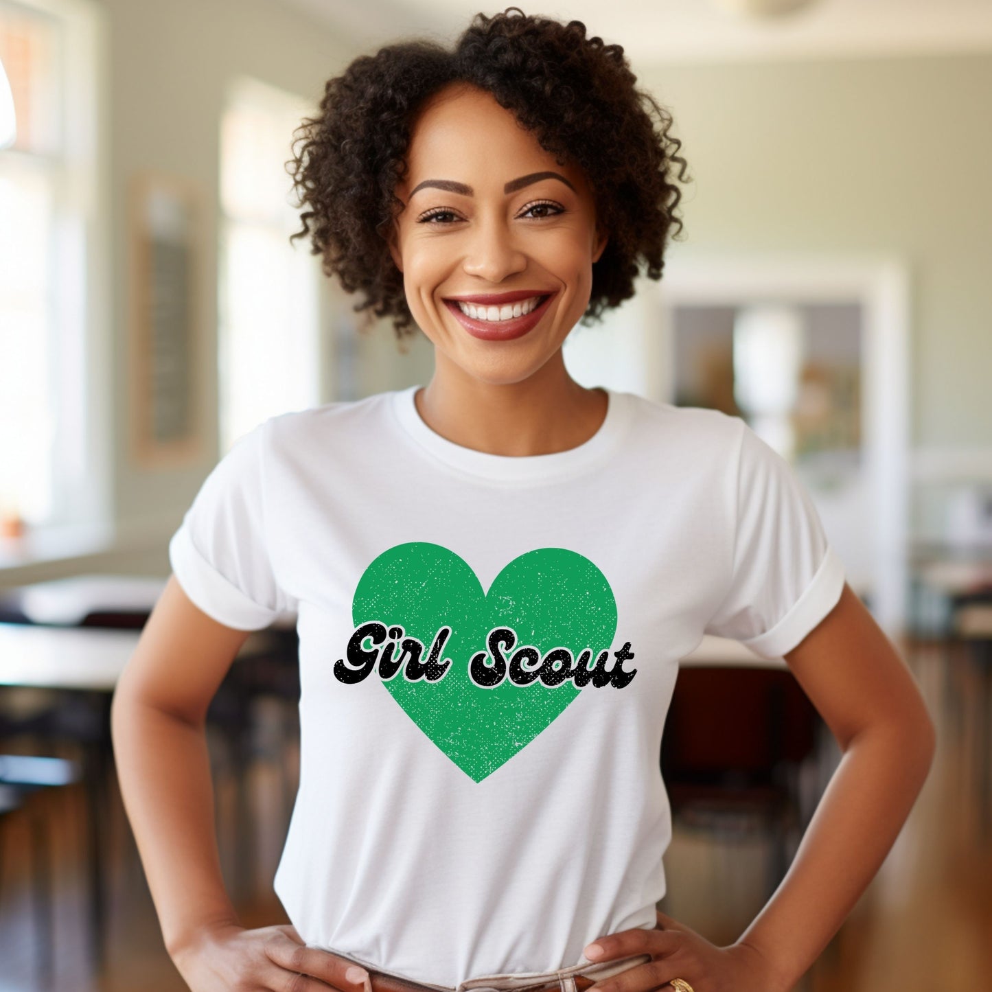 Distressed Girl Scout Heart Adult/Youth Tee