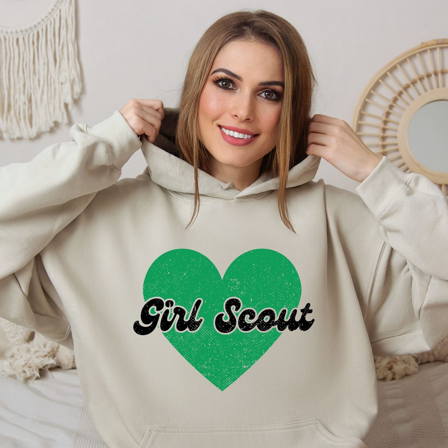 Distressed Girl Scout Heart Youth/Adult Hoodie
