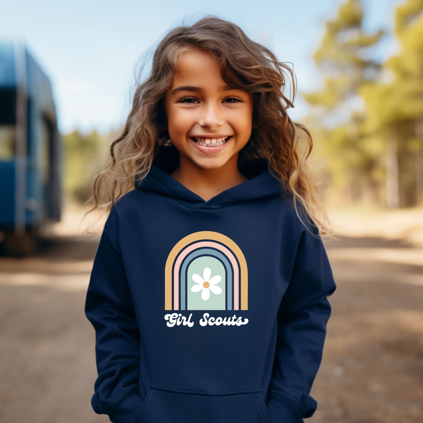 Retro Rainbow Girl Scout Youth/Adult Hoodie