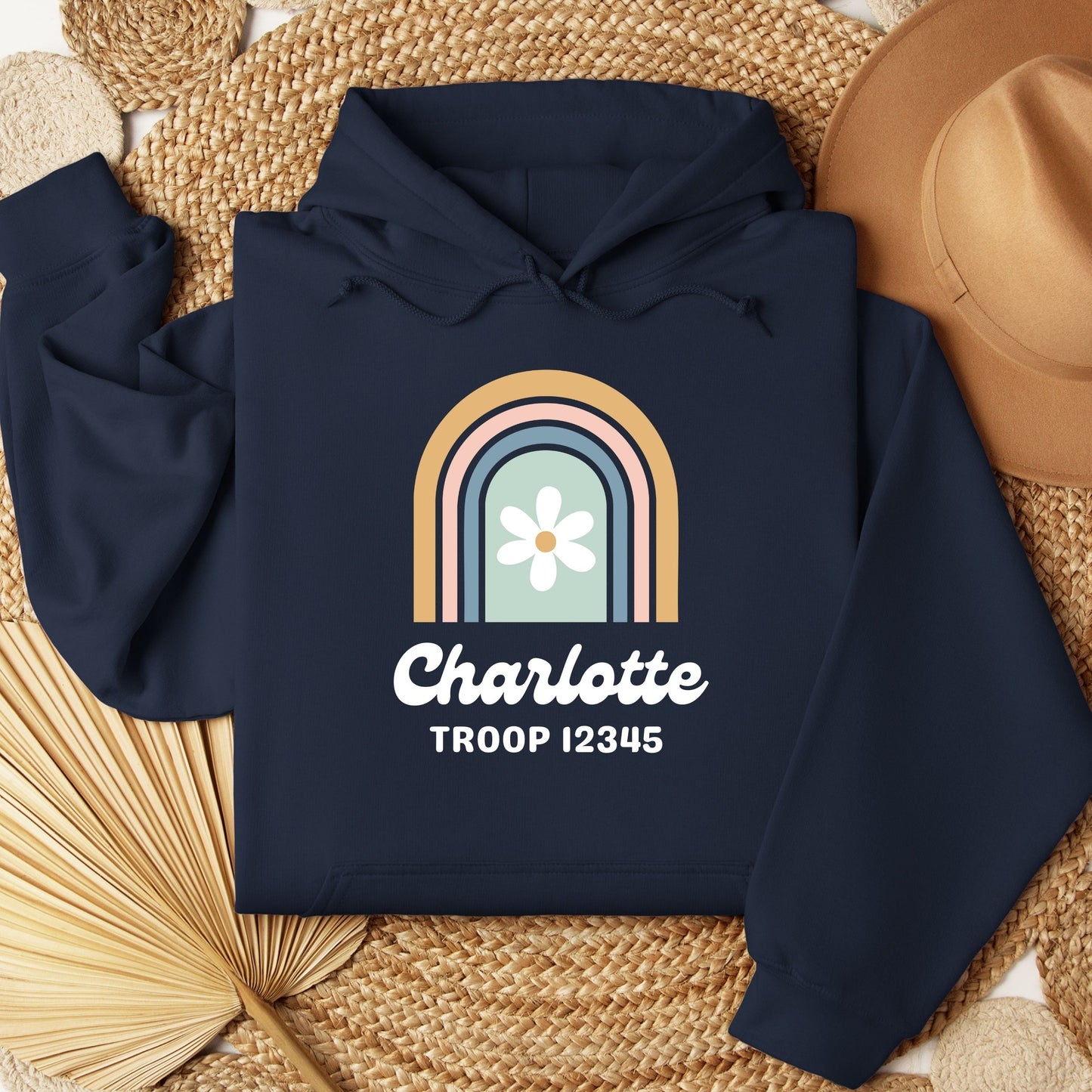 Retro Rainbow Custom Troop Girl Scout Youth/Adult Hoodie
