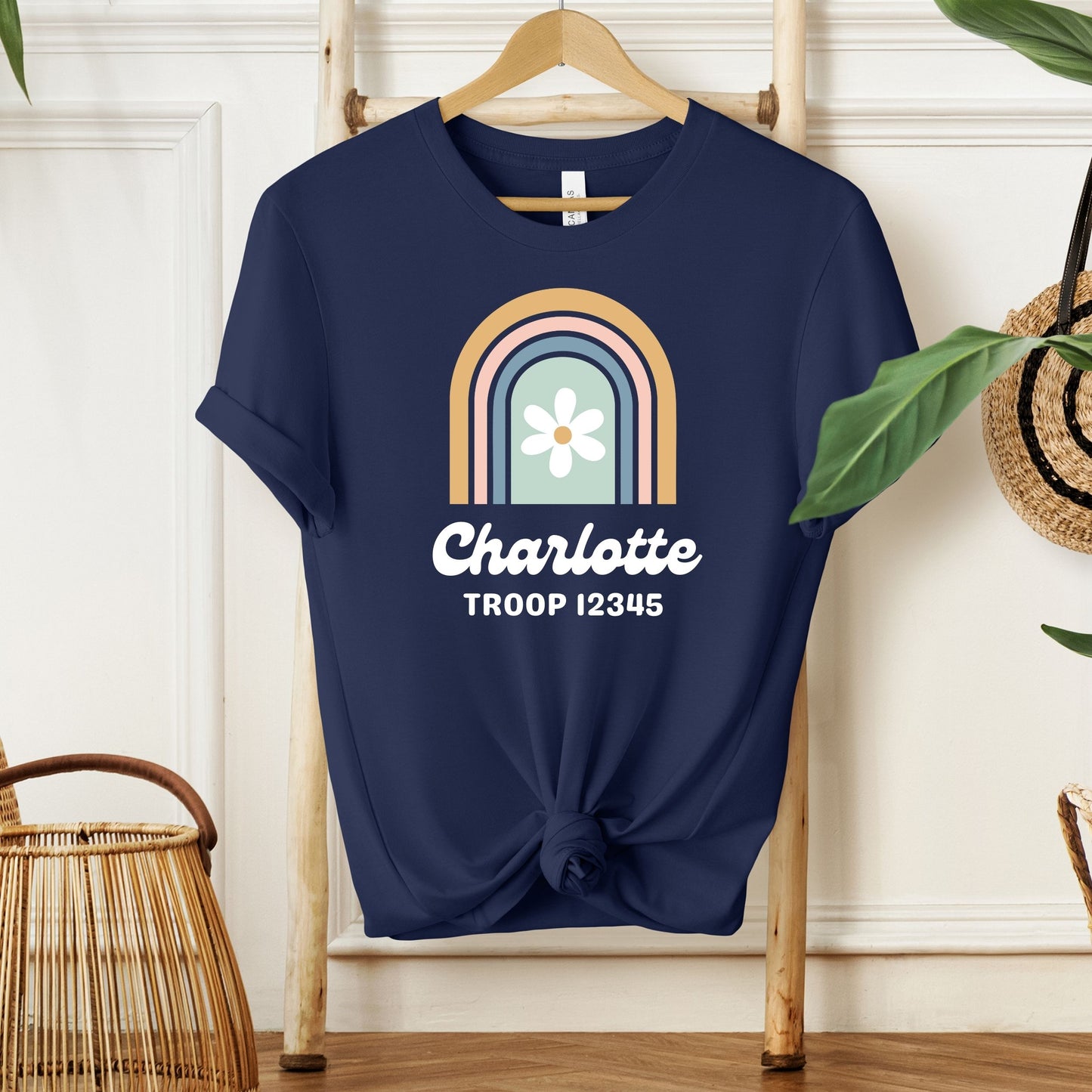 Retro Rainbow Custom Troop Girl Scout Adult/Youth Tee