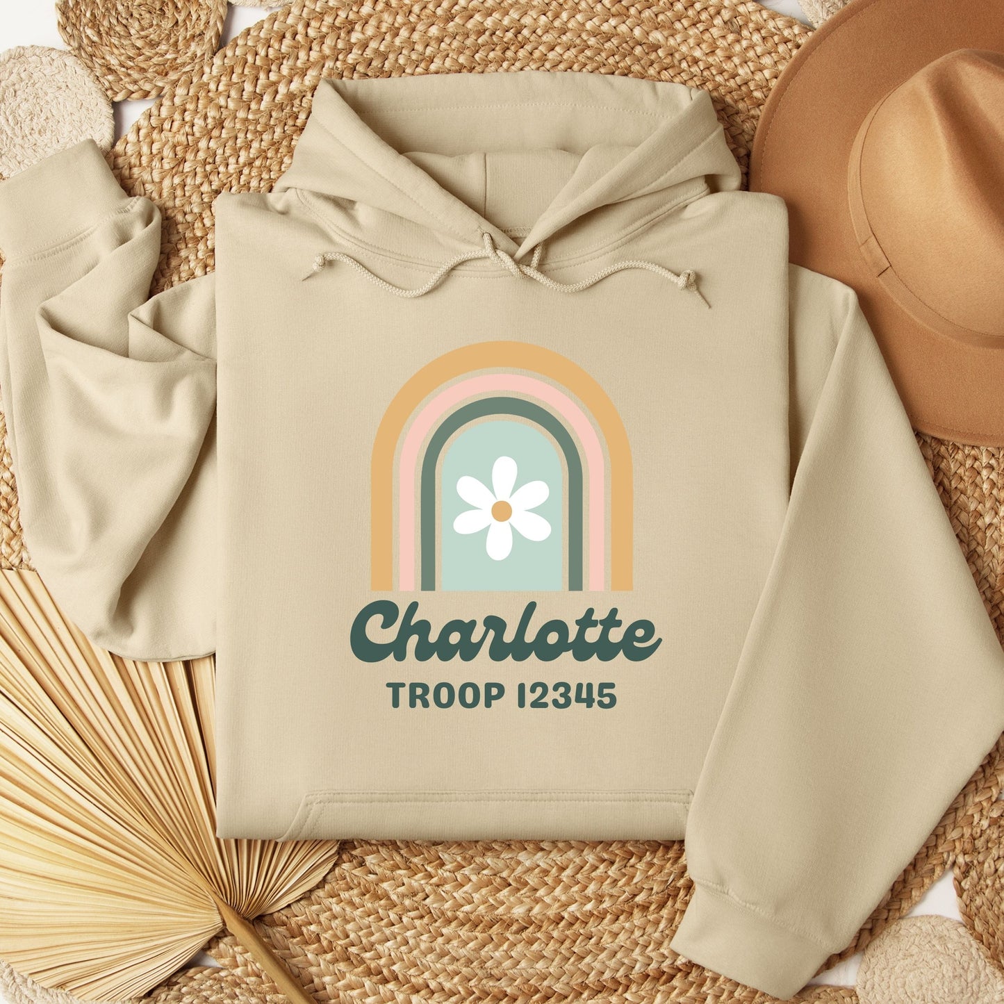 Retro Rainbow Custom Troop Girl Scout Youth/Adult Hoodie