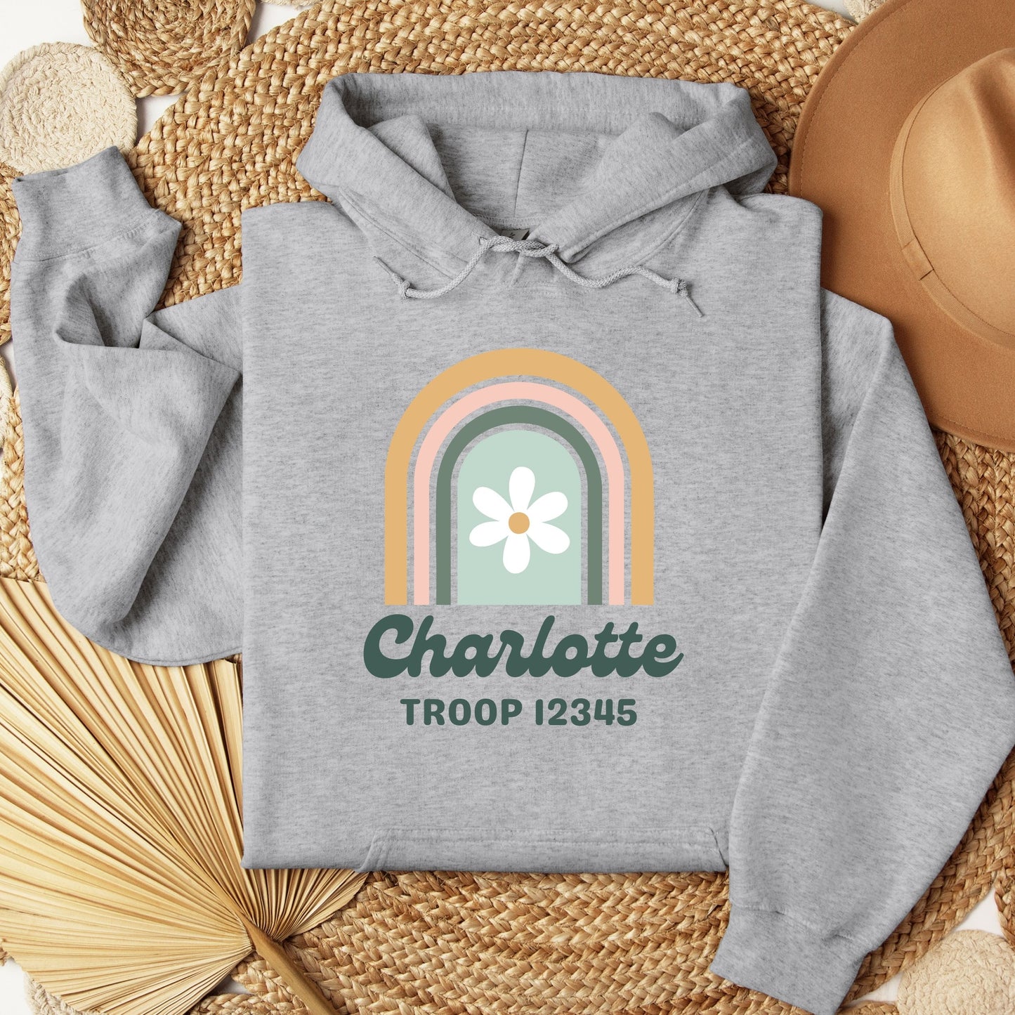 Retro Rainbow Custom Troop Girl Scout Youth/Adult Hoodie