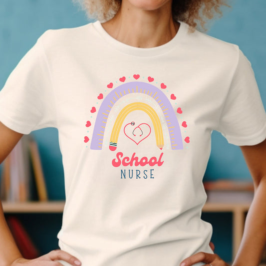 School Nurse Rainbow Tee