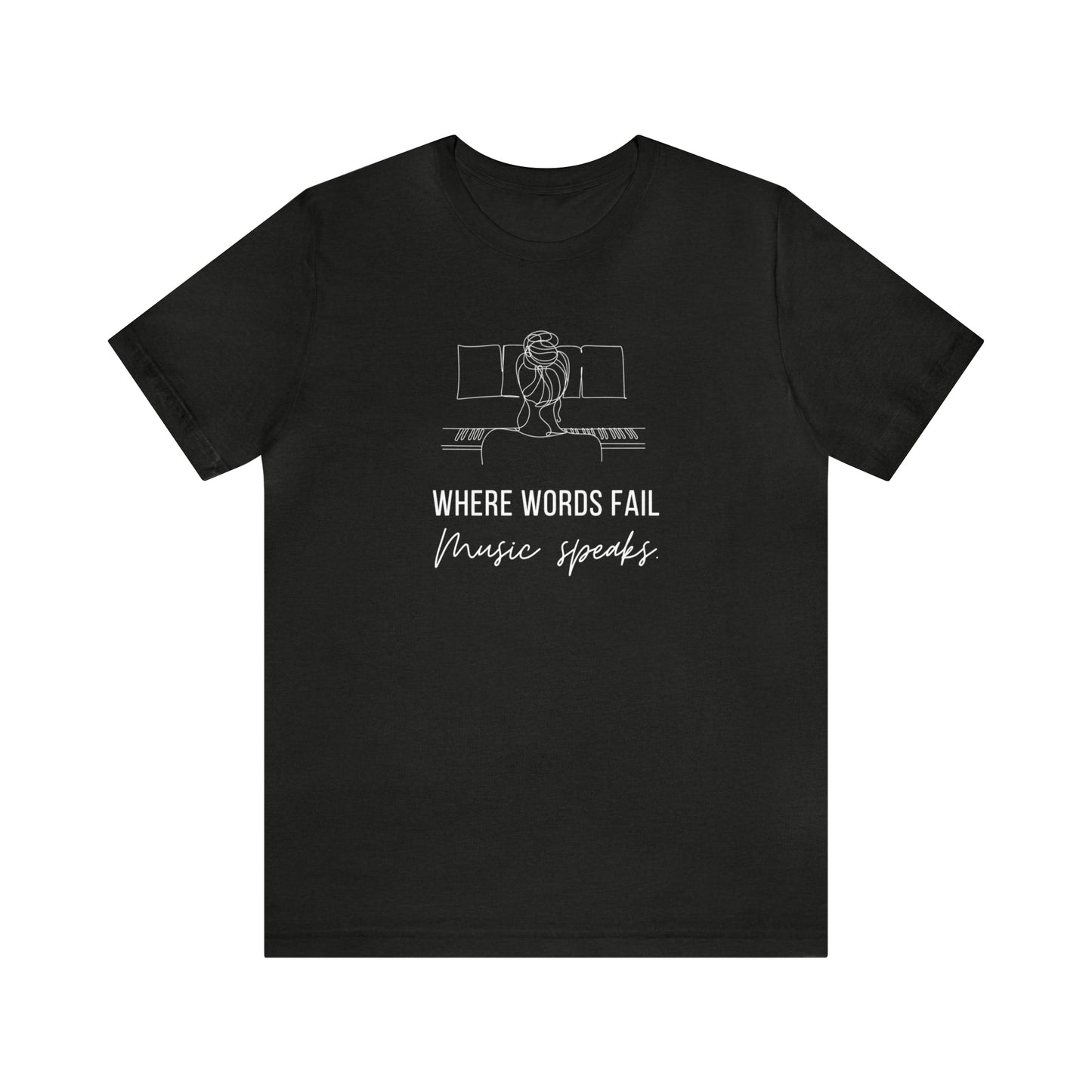 Music Speaks Piano Female Tee Dark Colors